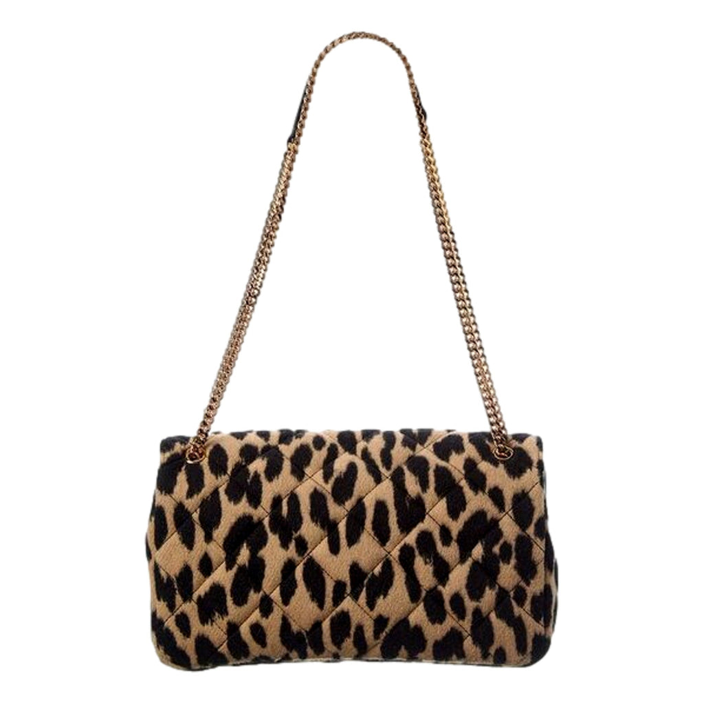 Versace Leopard Print Wool Leather Shoulder Bag - Chic & Sophisticated -   Shop Bags LLC 