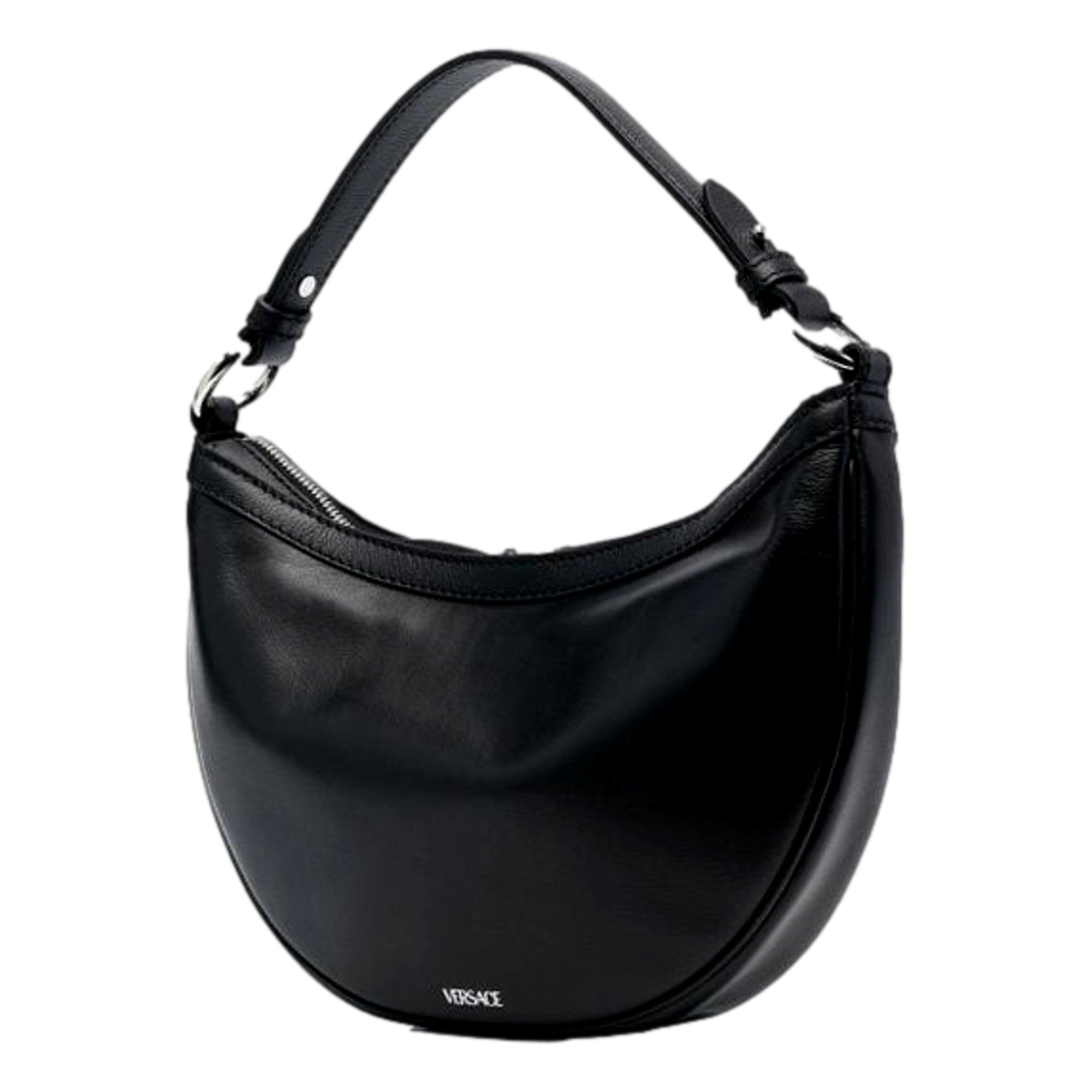 Versace Repeat La Medusa Small Hobo Shoulder Bag - Black Calfskin -   Shop Bags 
