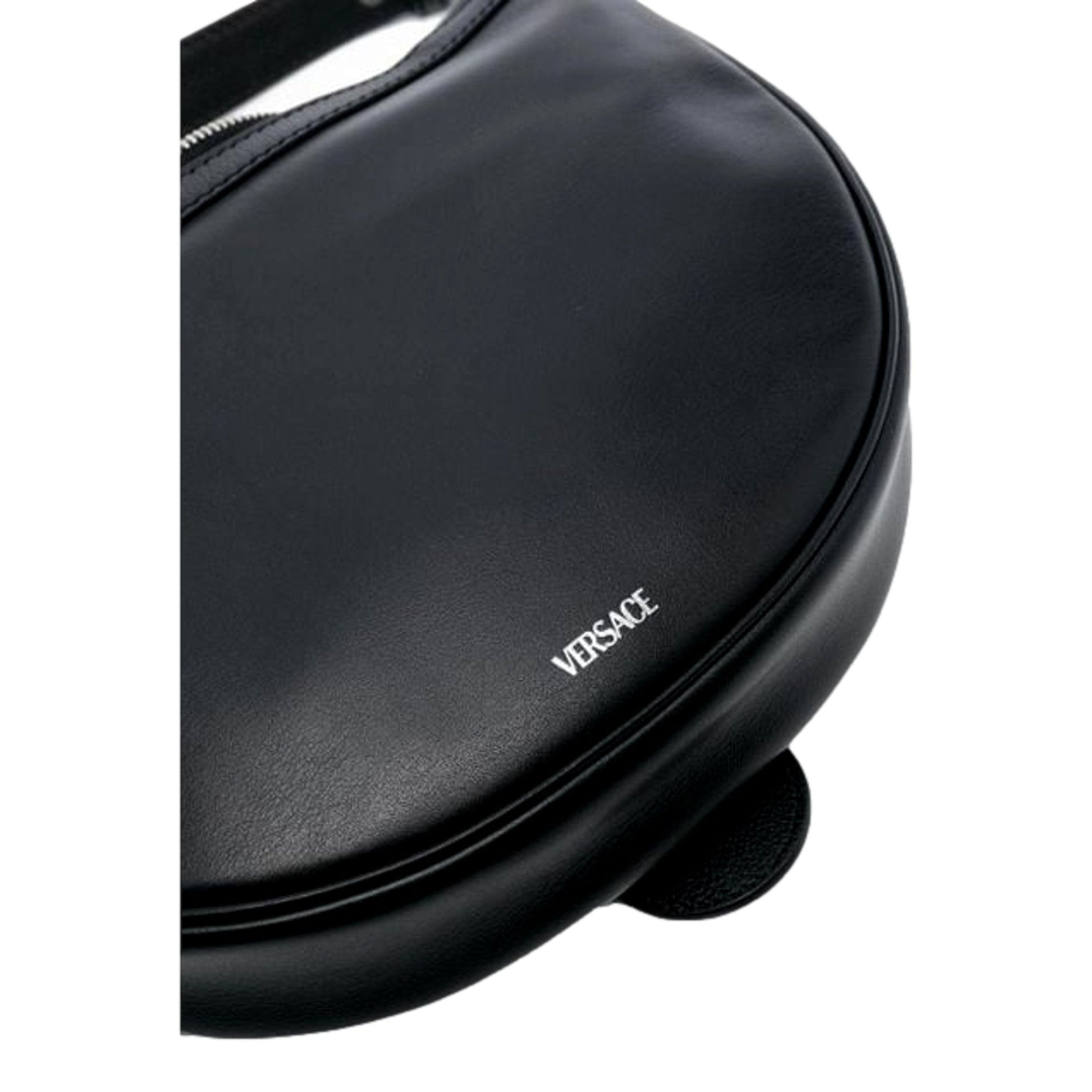 Versace Repeat La Medusa Small Hobo Shoulder Bag - Black Calfskin -   Shop Bags 