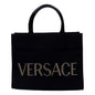 Versace Tote Bag - Luxury Handbag: Nero Canvas & Studded Elegance -   Shop Bags LLC 