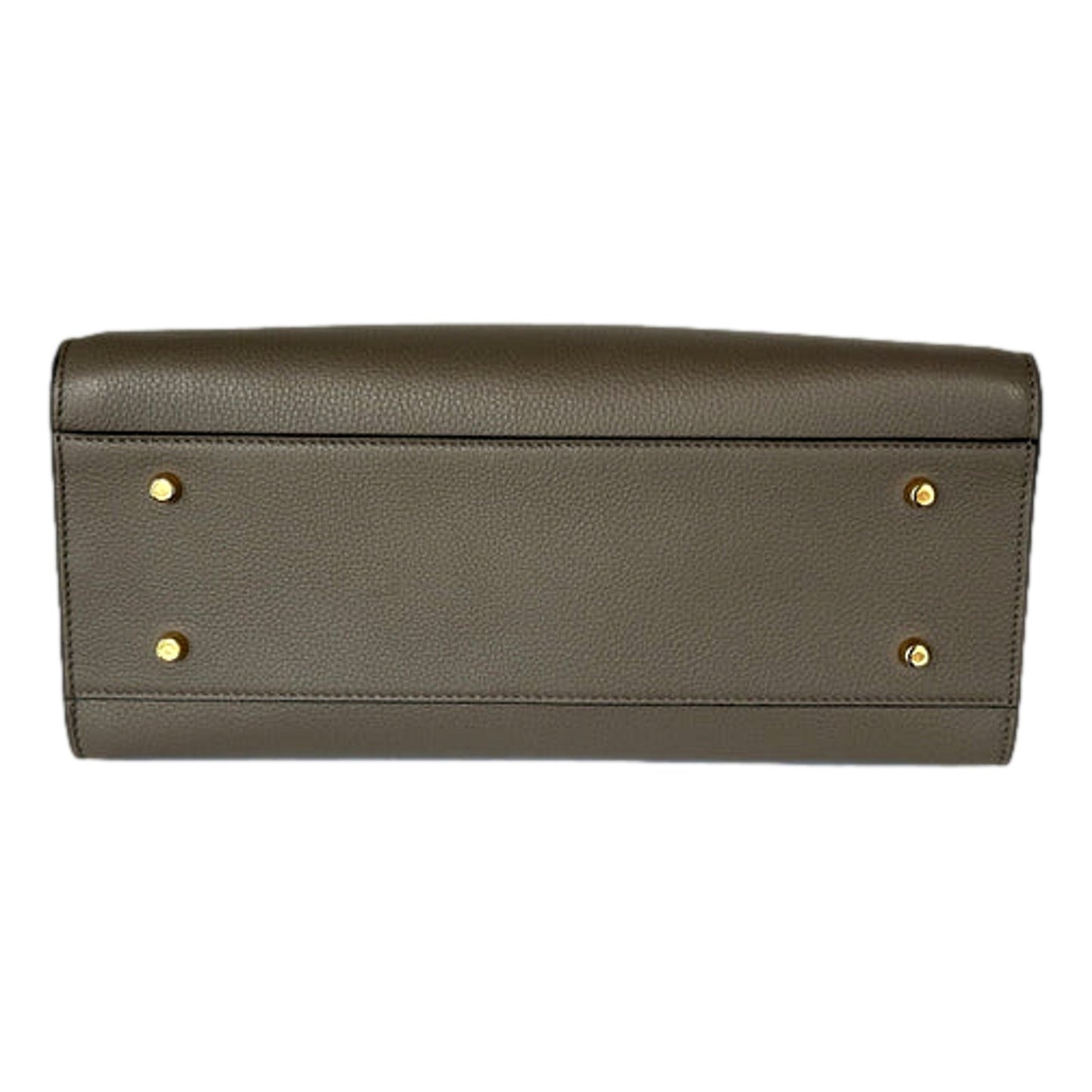 Versace Virtus Calfskin Leather Medium Top Handle Tote Taupe Grey -   Shop Bags LLC
