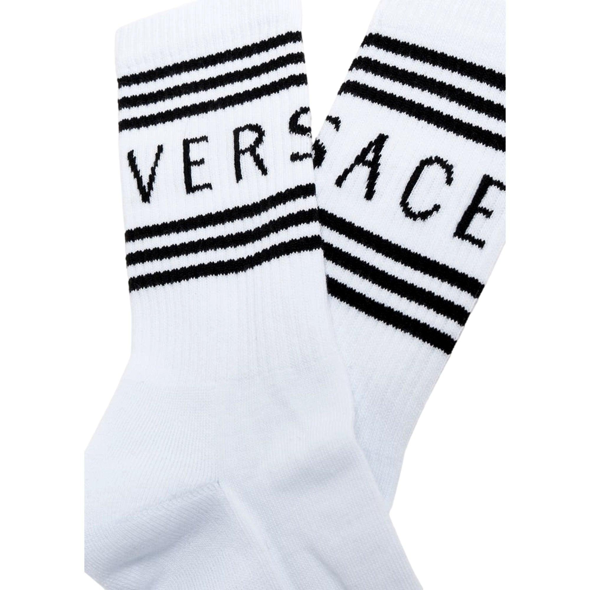 Versace White Black 90s Style Vintage Logo Tube Socks Small - Shop Now -   Shop Bags LLC