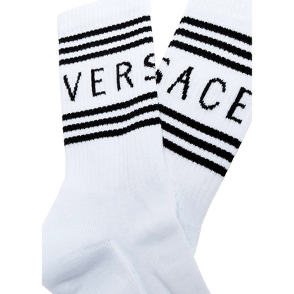 Versace White Black 90s Style Vintage Logo Tube Socks Small - Shop Now -   Shop Bags LLC