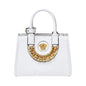 Versace White Tote Bag - Crossbody Style with Medusa Gold Plaque -   Shop Bags LLC 