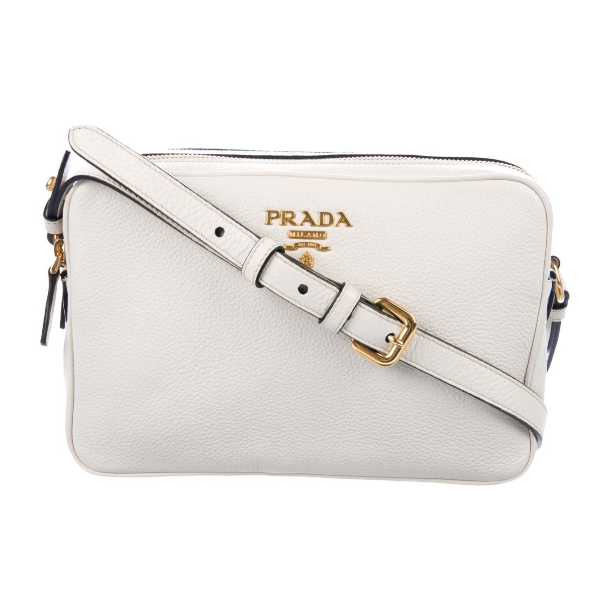 Prada Vitello Phenix White Leather Crossbody - Luxury & Functionality