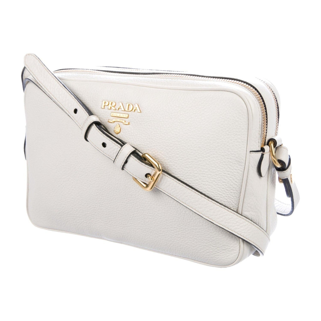 Prada Vitello Phenix White Leather Crossbody - Luxury & Functionality