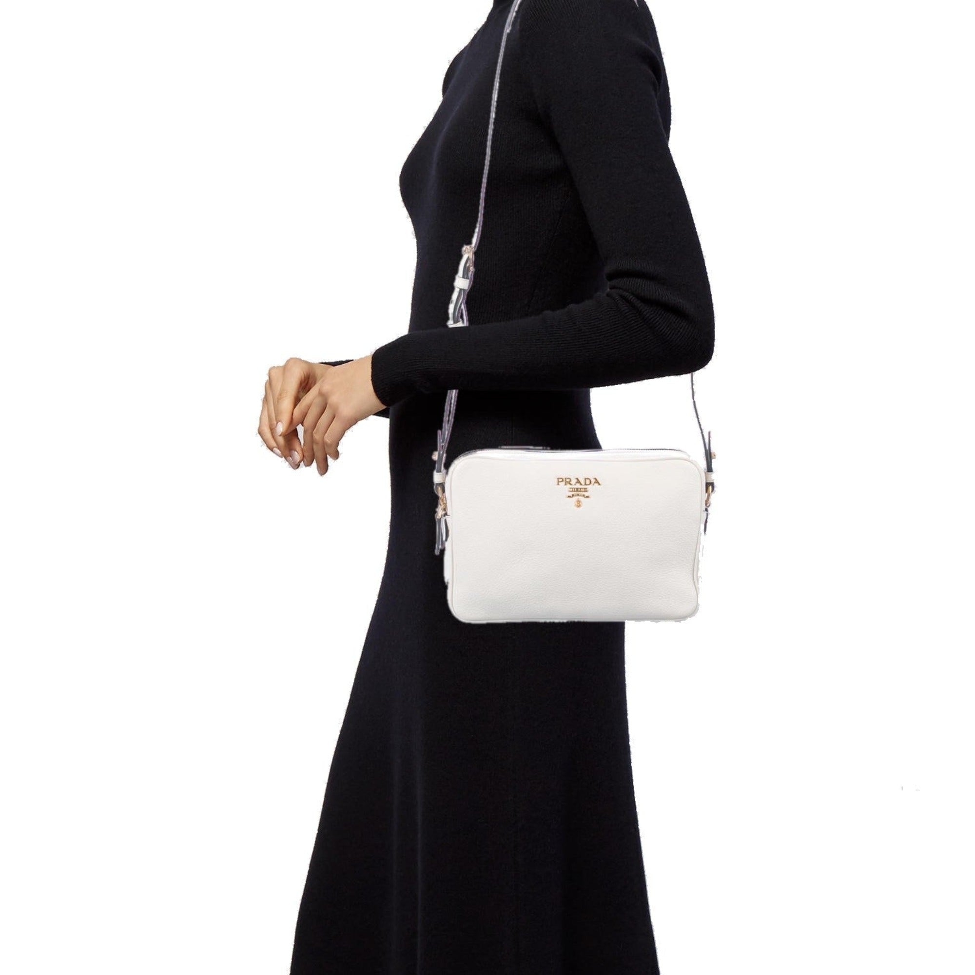 Prada Vitello Phenix White Leather Crossbody - Luxury & Functionality
