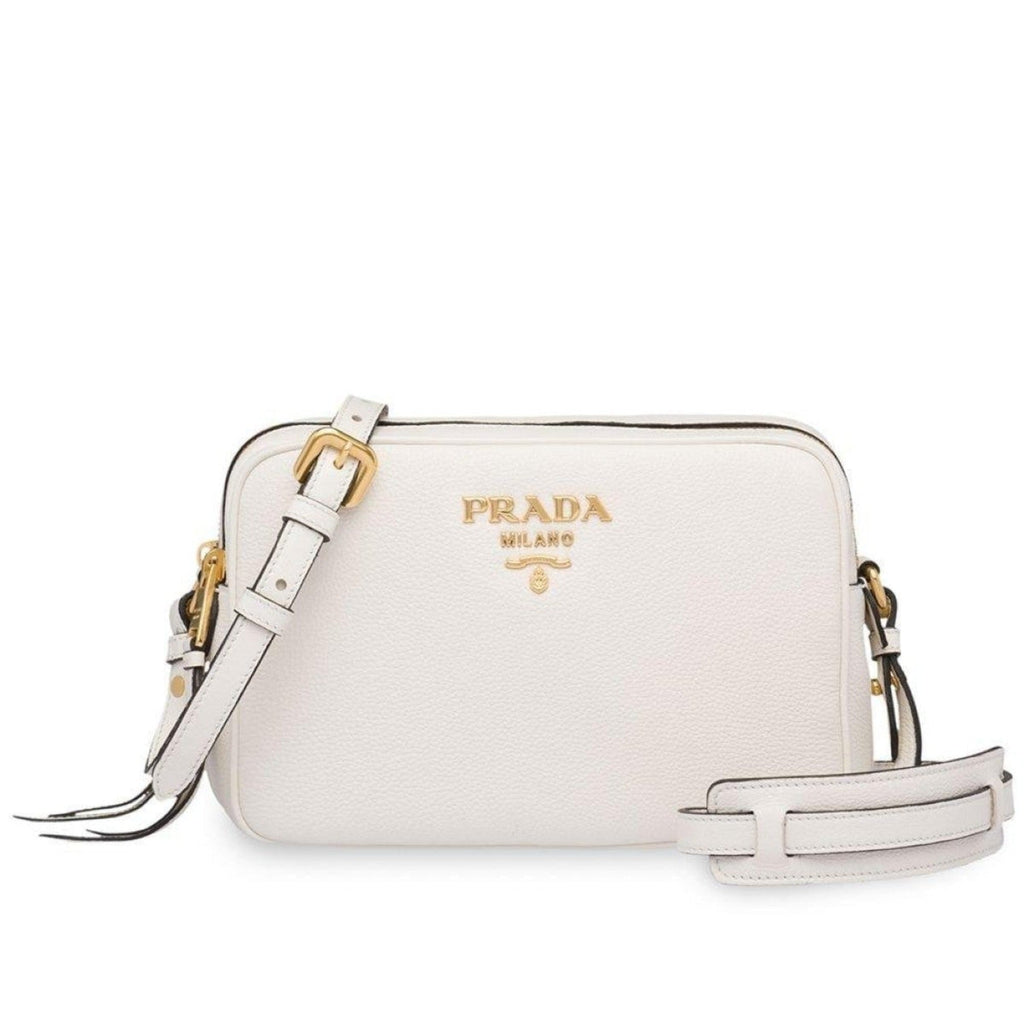 Prada Vitello Phenix White Leather Crossbody - Luxury & Functionality