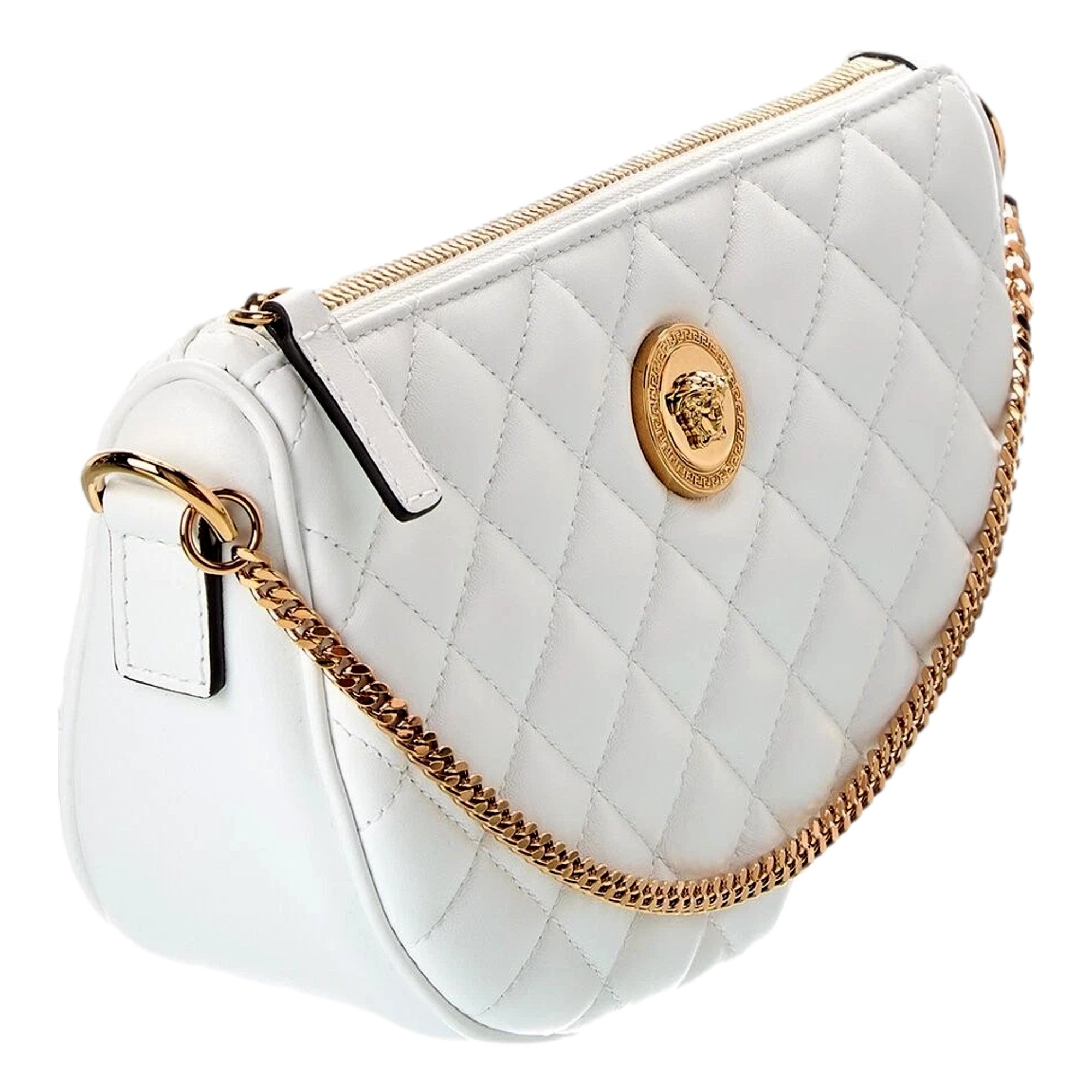 White Crossbody Bag - Versace La Medusa Quilted Luxury Handbag -   Shop Bags LLC