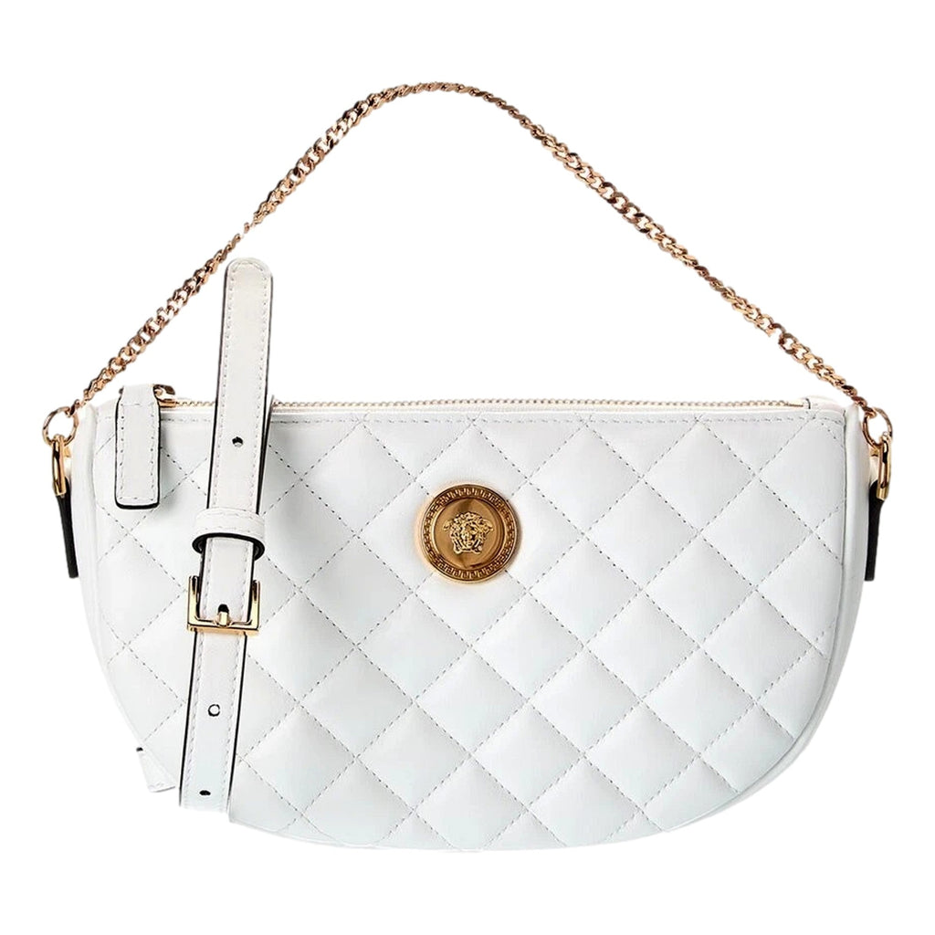 White Crossbody Bag - Versace La Medusa Quilted Luxury Handbag -   Shop Bags LLC