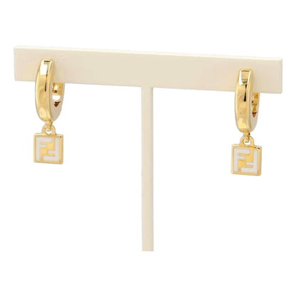 White Enamel Small Hoop Earrings - Fendi Gold Tone Elegance -   Shop Bags LLC