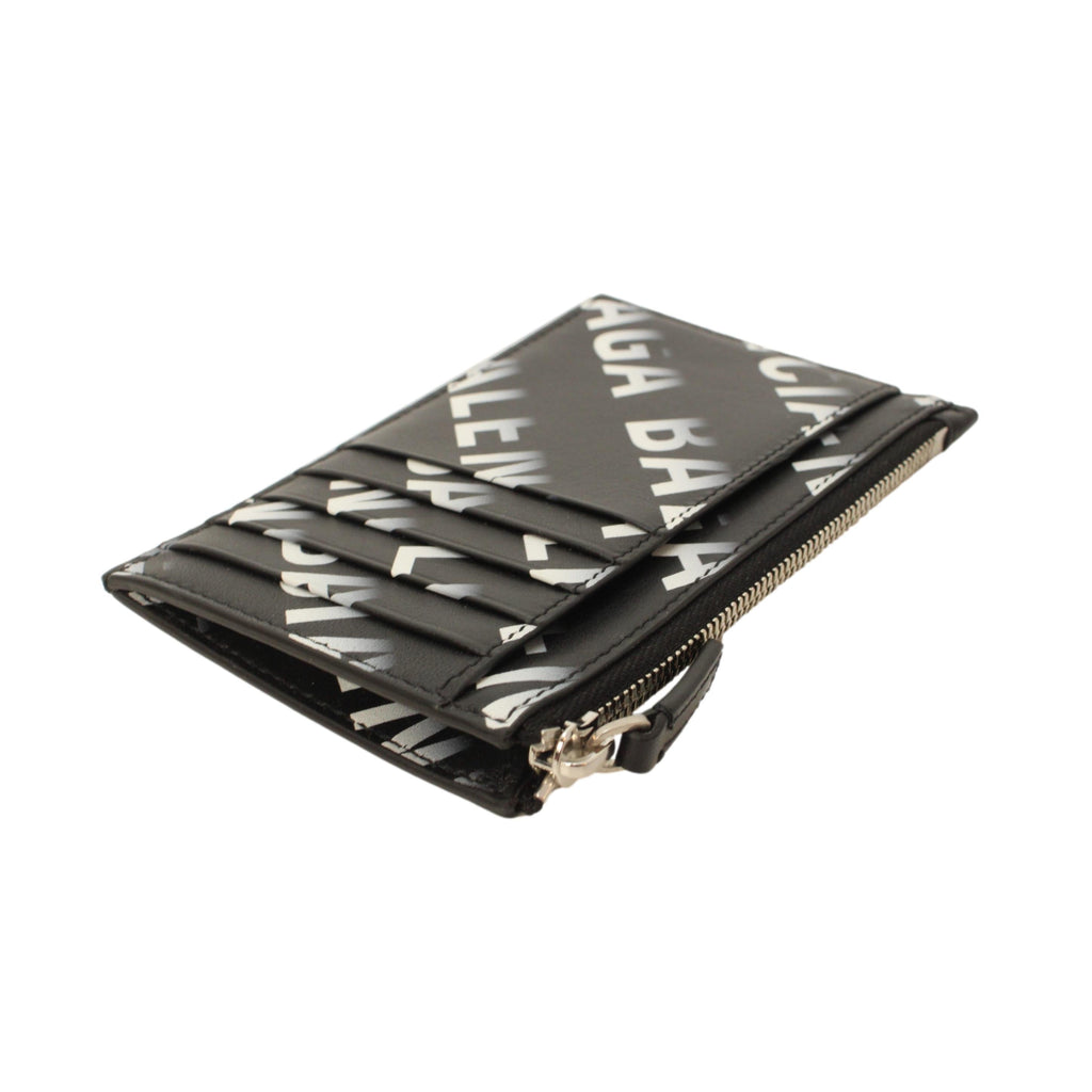 Black Zip Wallet for Men - Balenciaga Leather Mens Wallet