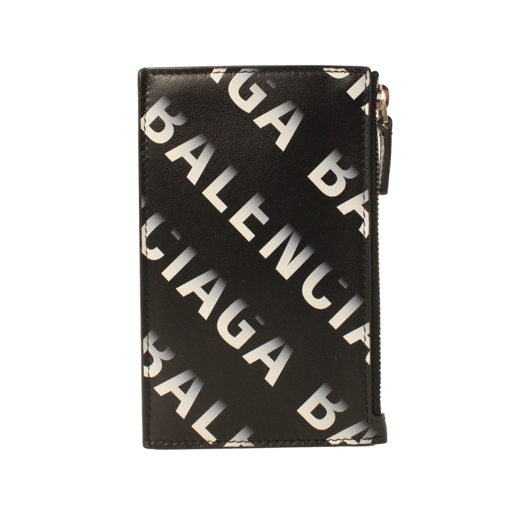 Black Zip Wallet for Men - Balenciaga Leather Mens Wallet