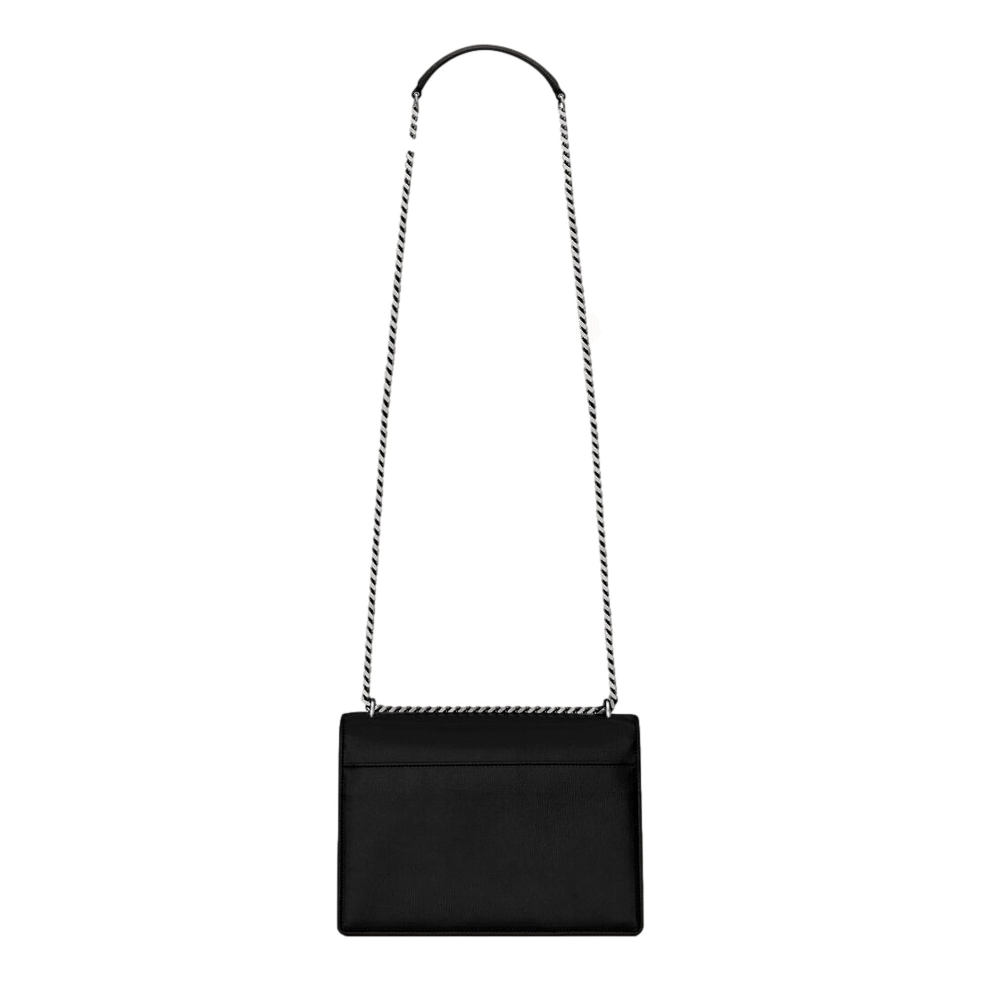 YSL Saint Laurent Sunset Black Leather Handbag - Elegant & Versatile -   Shop Bags LLC