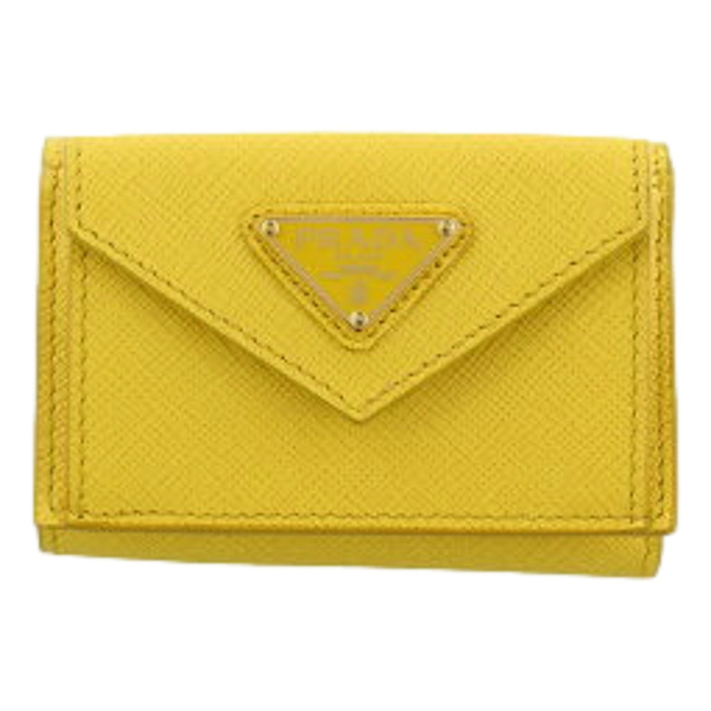 Yellow Trifold Wallet - Prada Saffiano Leather | Luxury & Functional -   Shop Bags LLC 