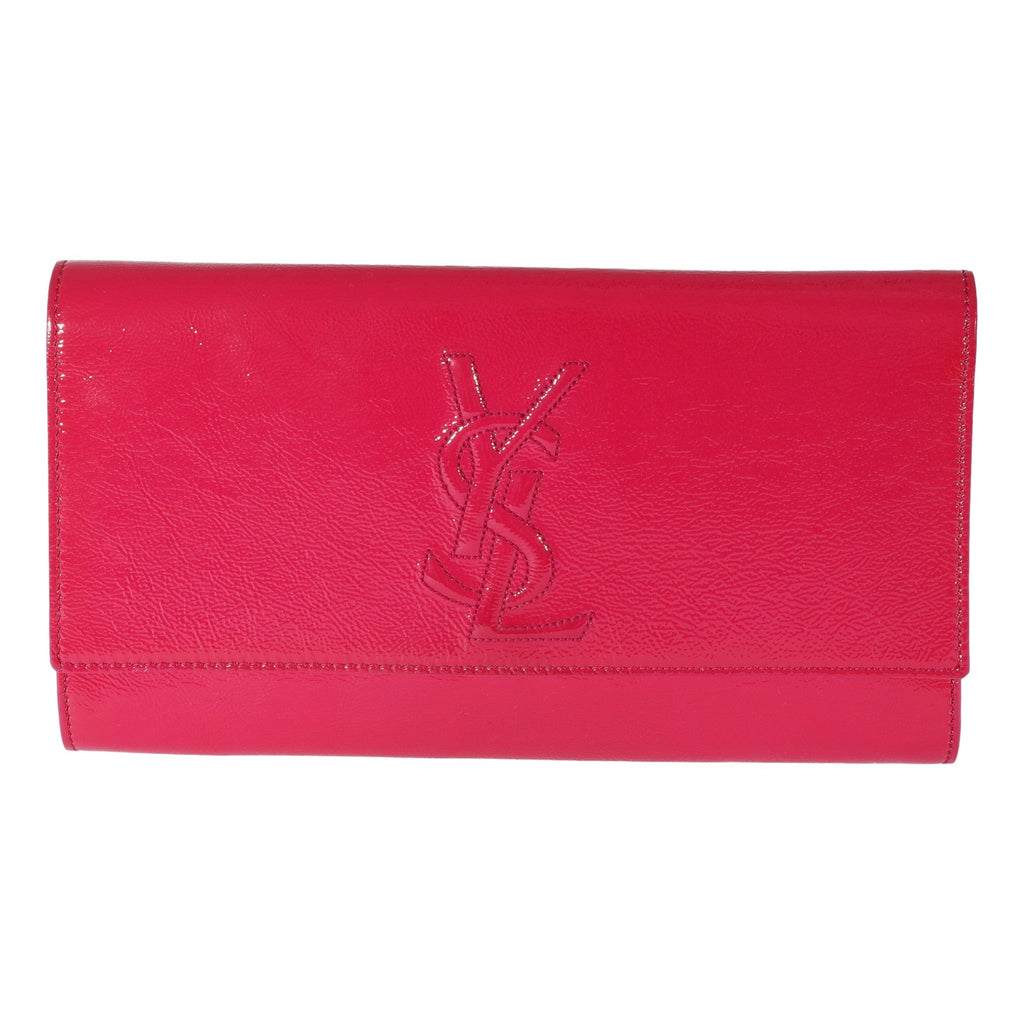 Yves Saint Laurent Belle de Jour: Pink Patent Leather Clutch Elegance -   Shop Bags LLC