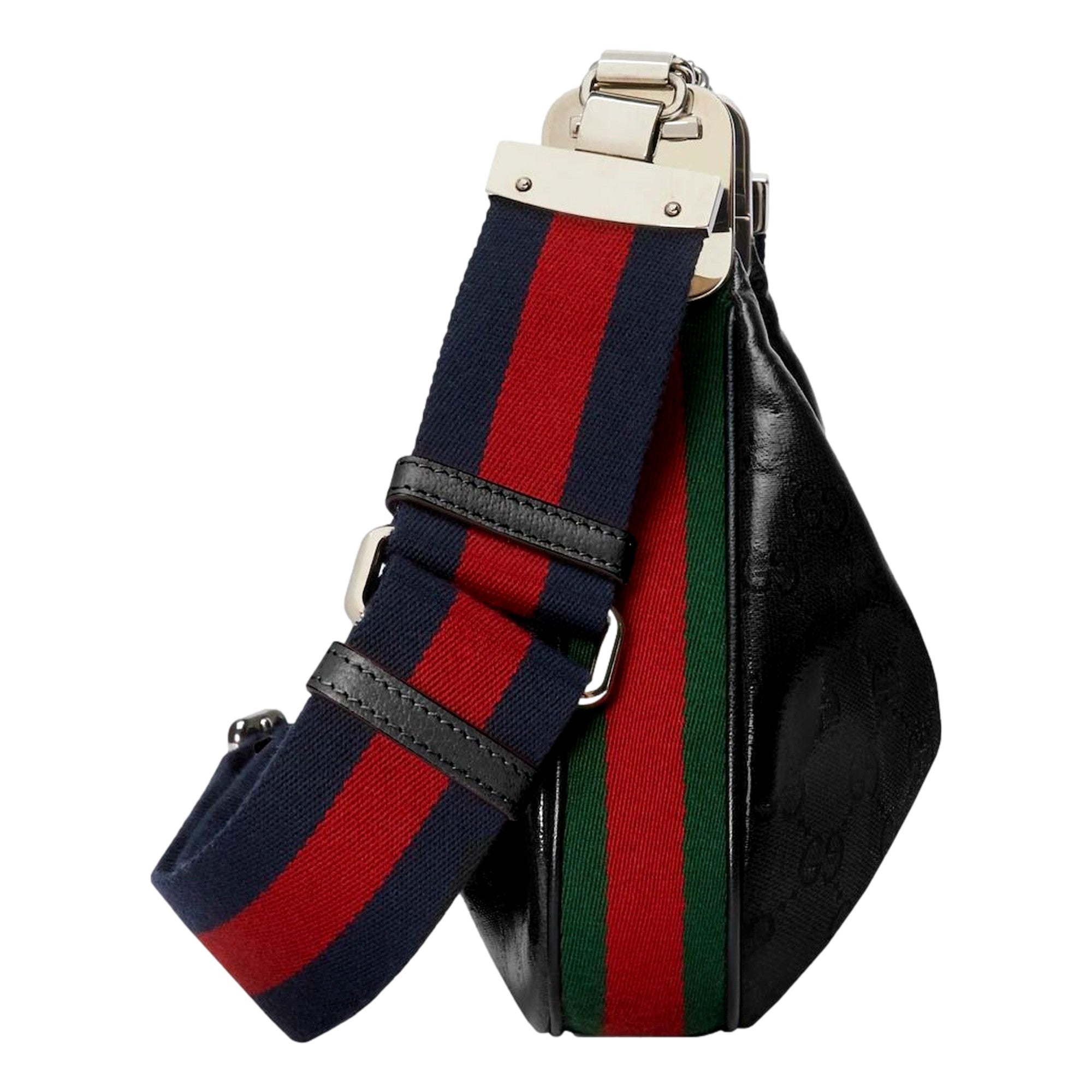 Gucci Attache Web Stripe Small Shoulder Bag Black Leather
