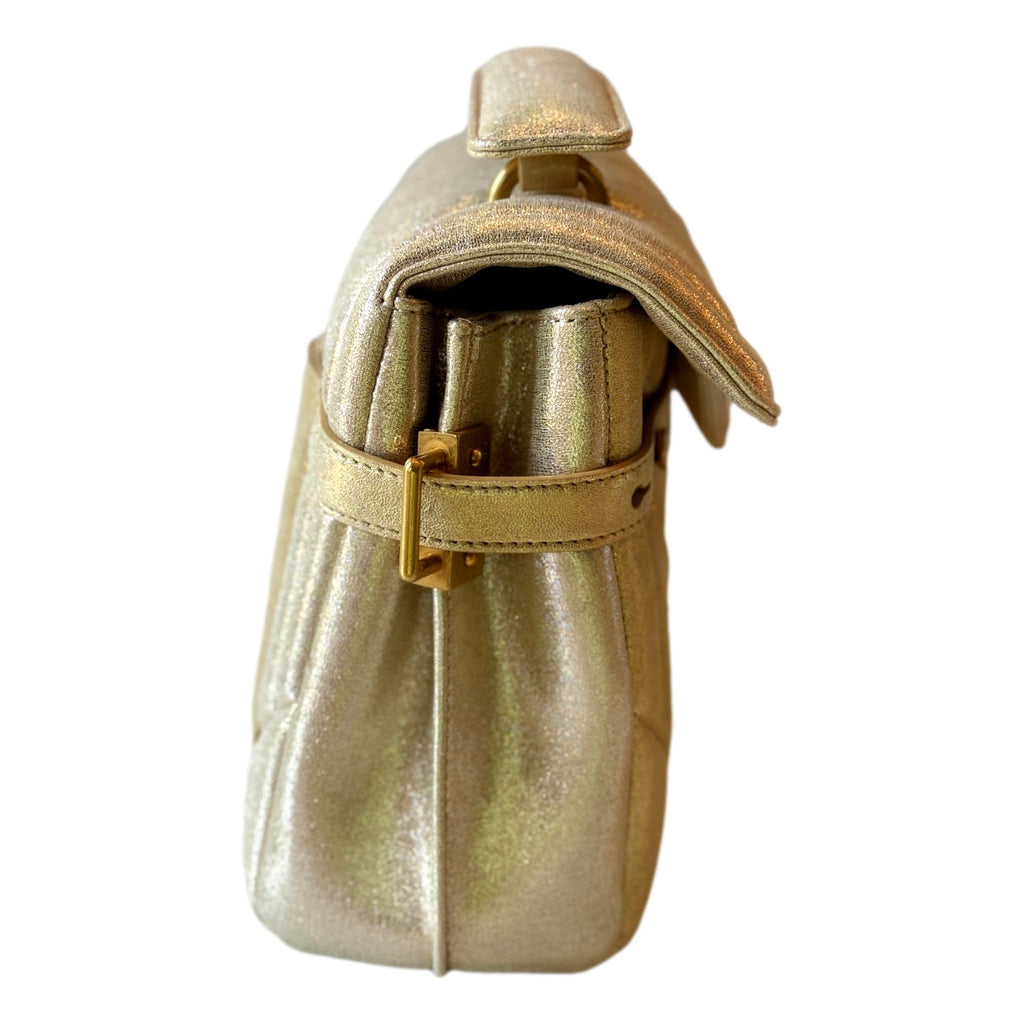 Balmain Bag: B-Buzz 23 Metallic Gold Tote, Crossbody, Shoulder Style