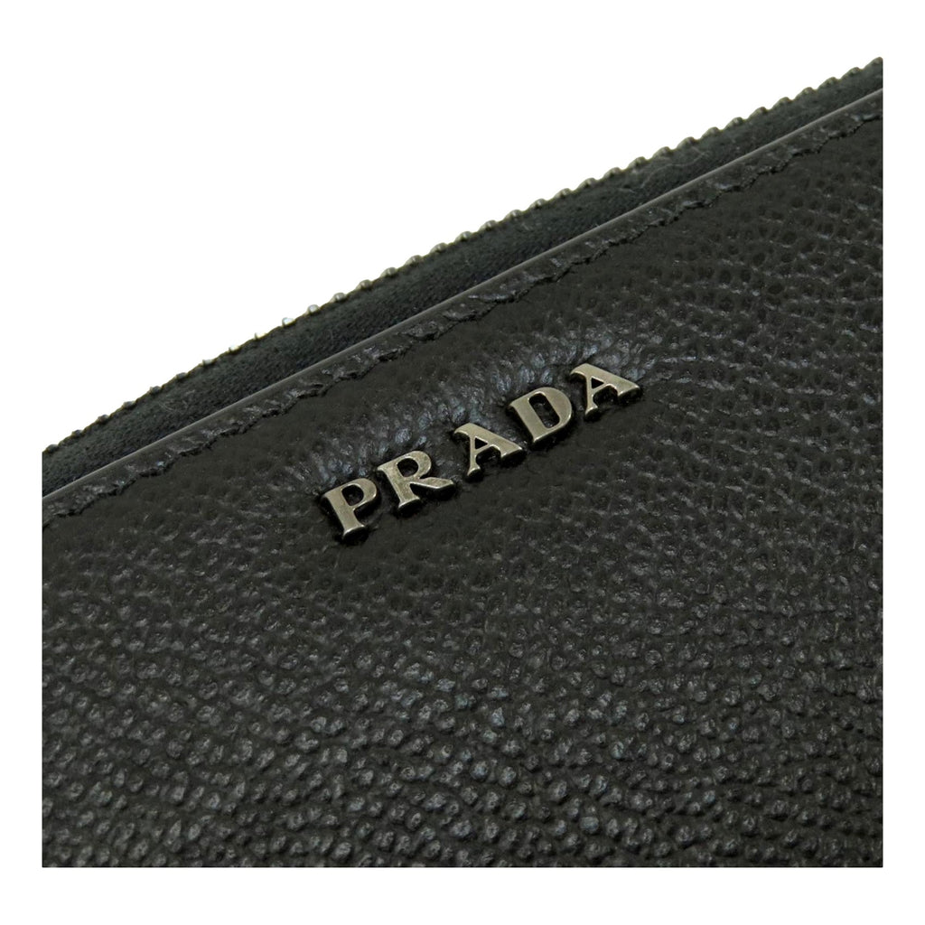 Prada Vitello Grain Wallet - Elegant Black & Grey Accessory