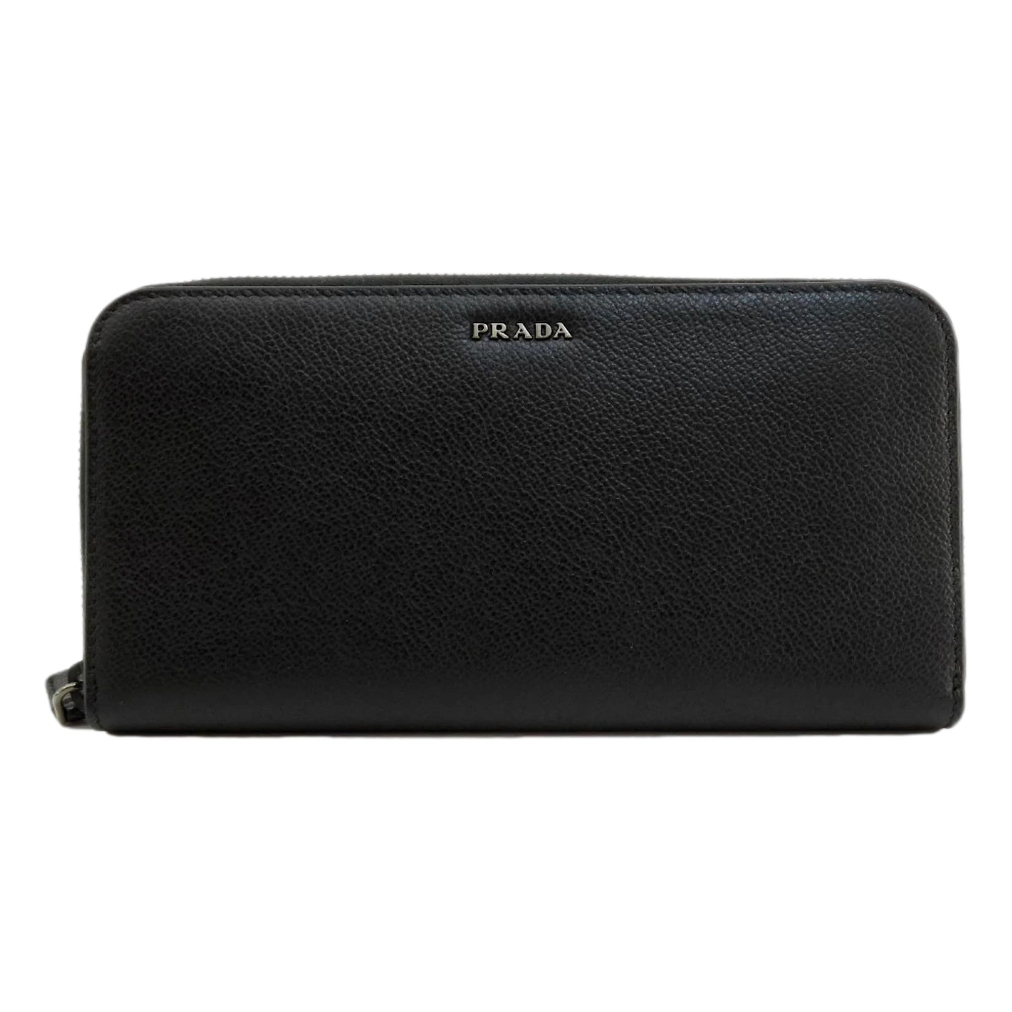 Prada Vitello Grain Wallet - Elegant Black & Grey Accessory