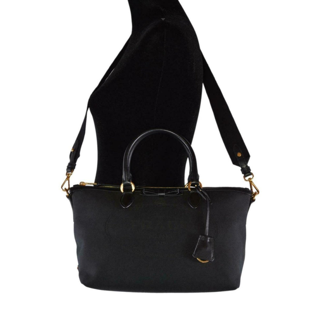 Prada Logo Jacquard Black Satchel – Luxury & Versatile Style