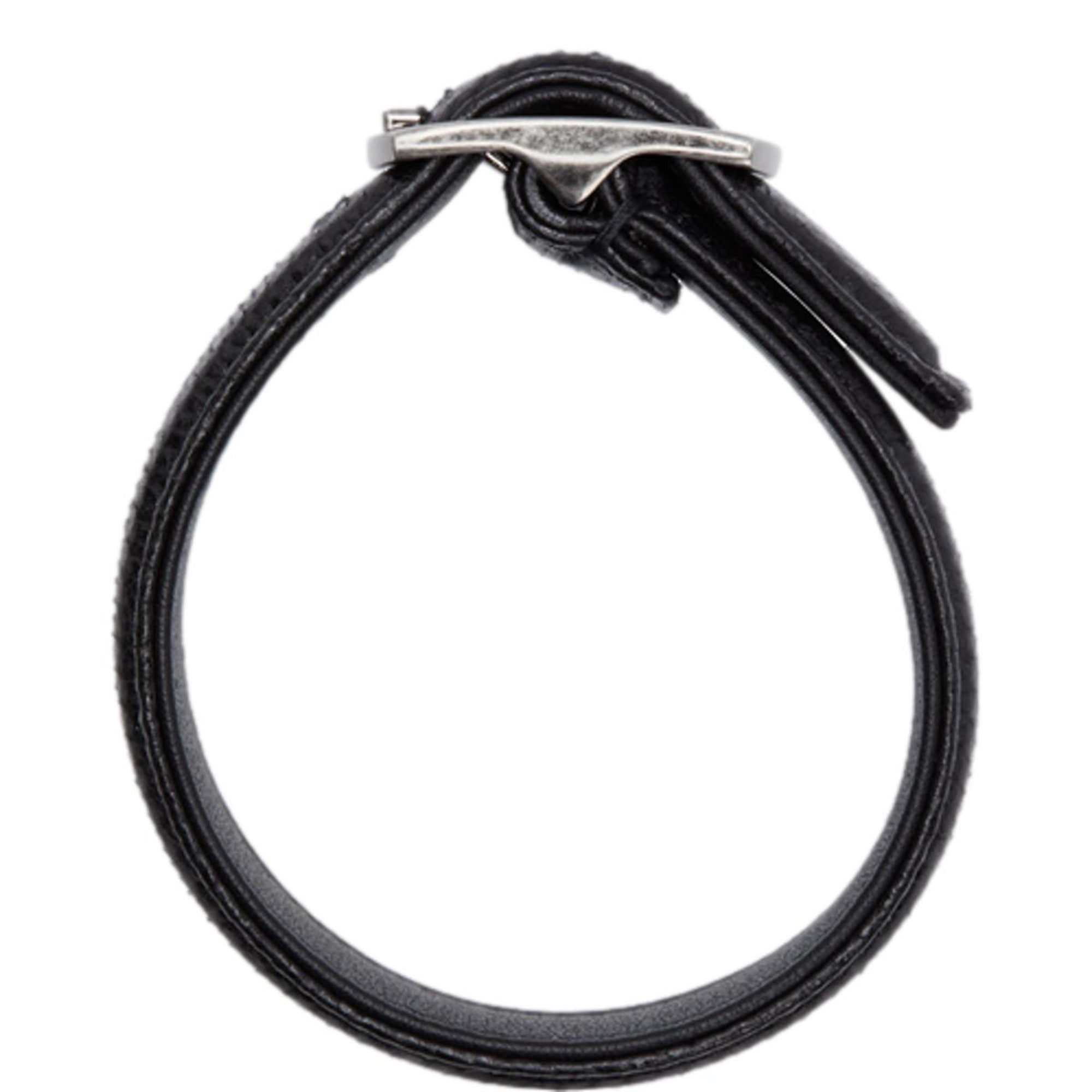 Shop Saint Laurent Leather Snake, Black Buckle Bracelet - Chic Style