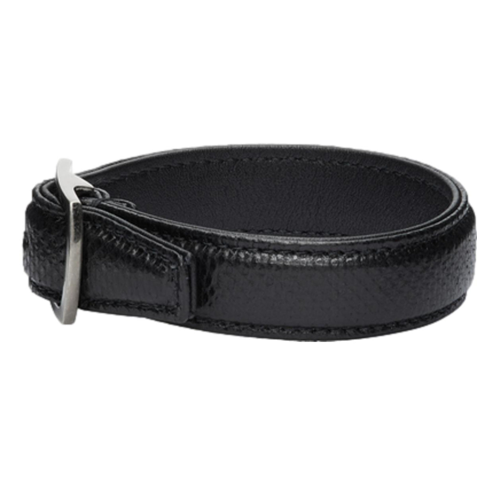 Shop Saint Laurent Leather Snake, Black Buckle Bracelet - Chic Style