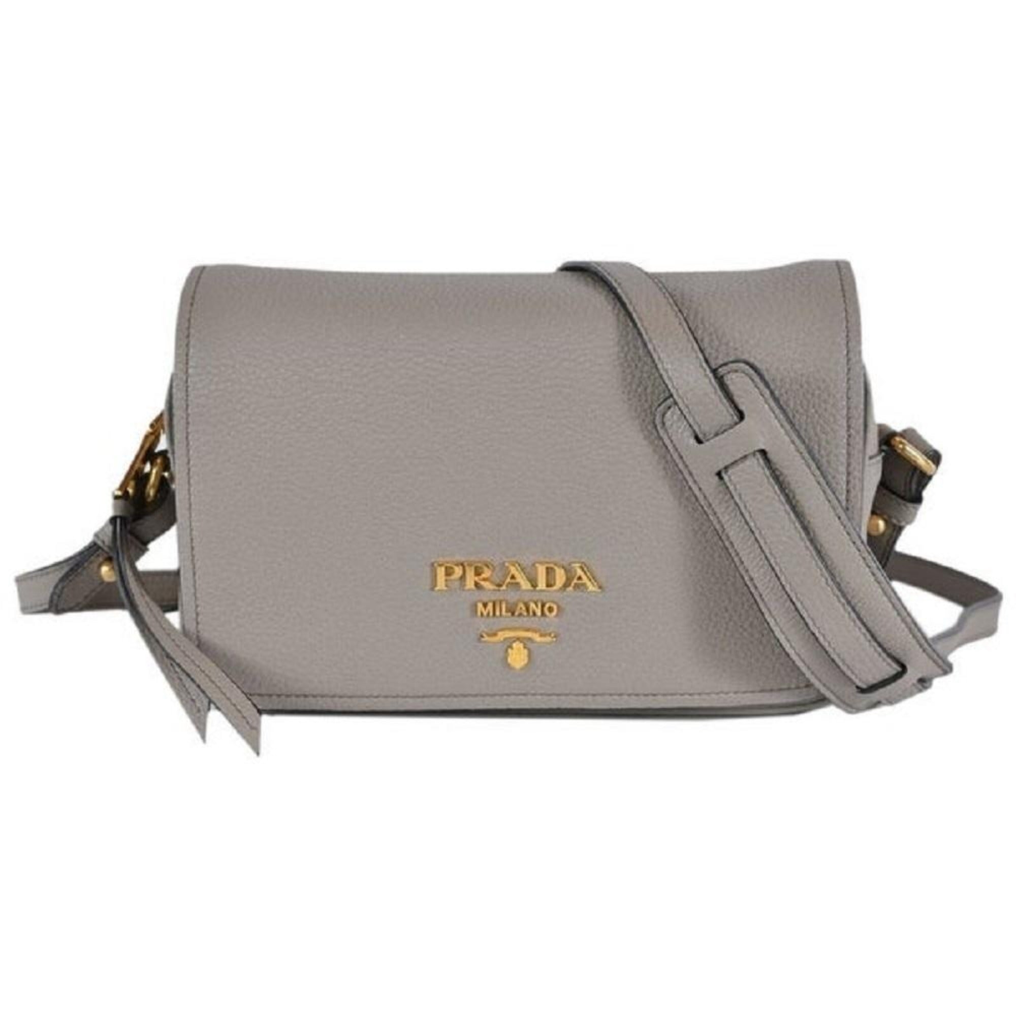 Prada Vitello Phenix Grey Leather Crossbody Bag - Chic & Versatile