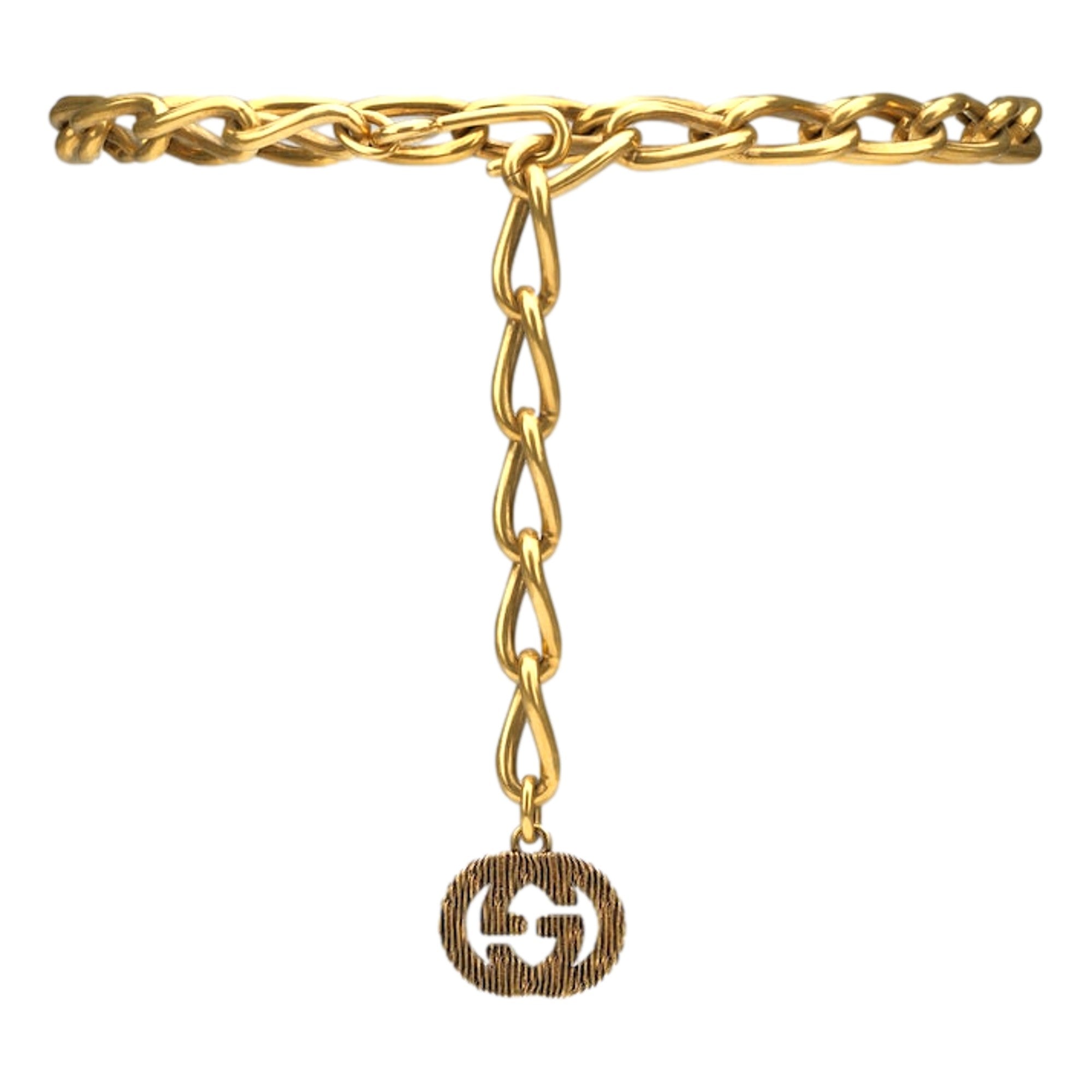 Gucci Antique Gold Chain Waist Belt with Interlocking G - Size 95