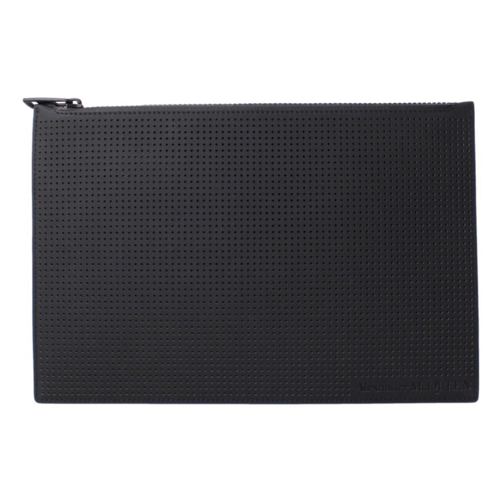 Alexander McQueen Black Leather Flat Pouch with Card Slots