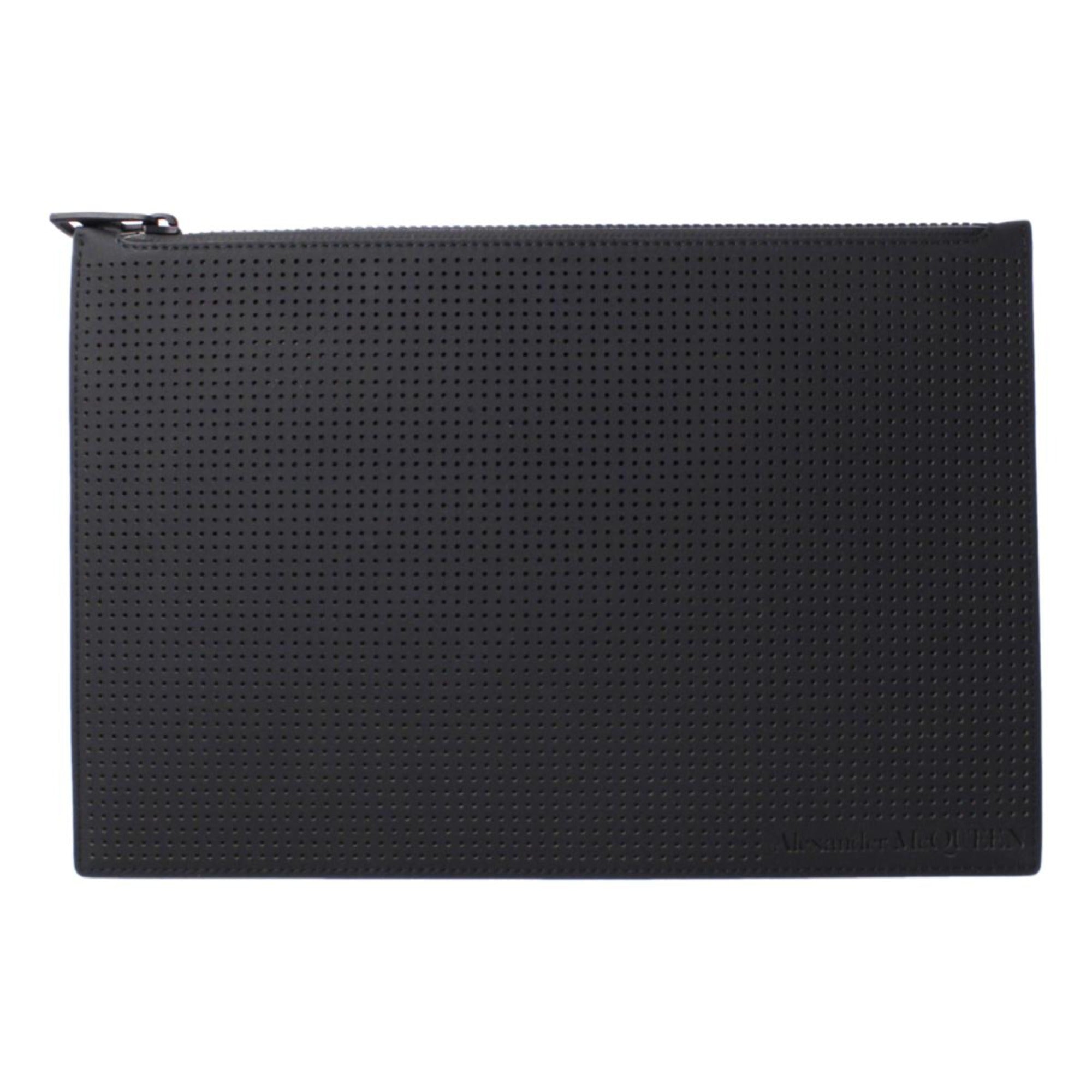 Alexander McQueen Black Leather Flat Pouch with Card Slots