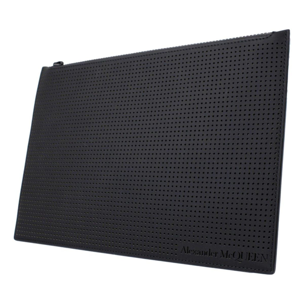 Alexander McQueen Black Leather Flat Pouch with Card Slots