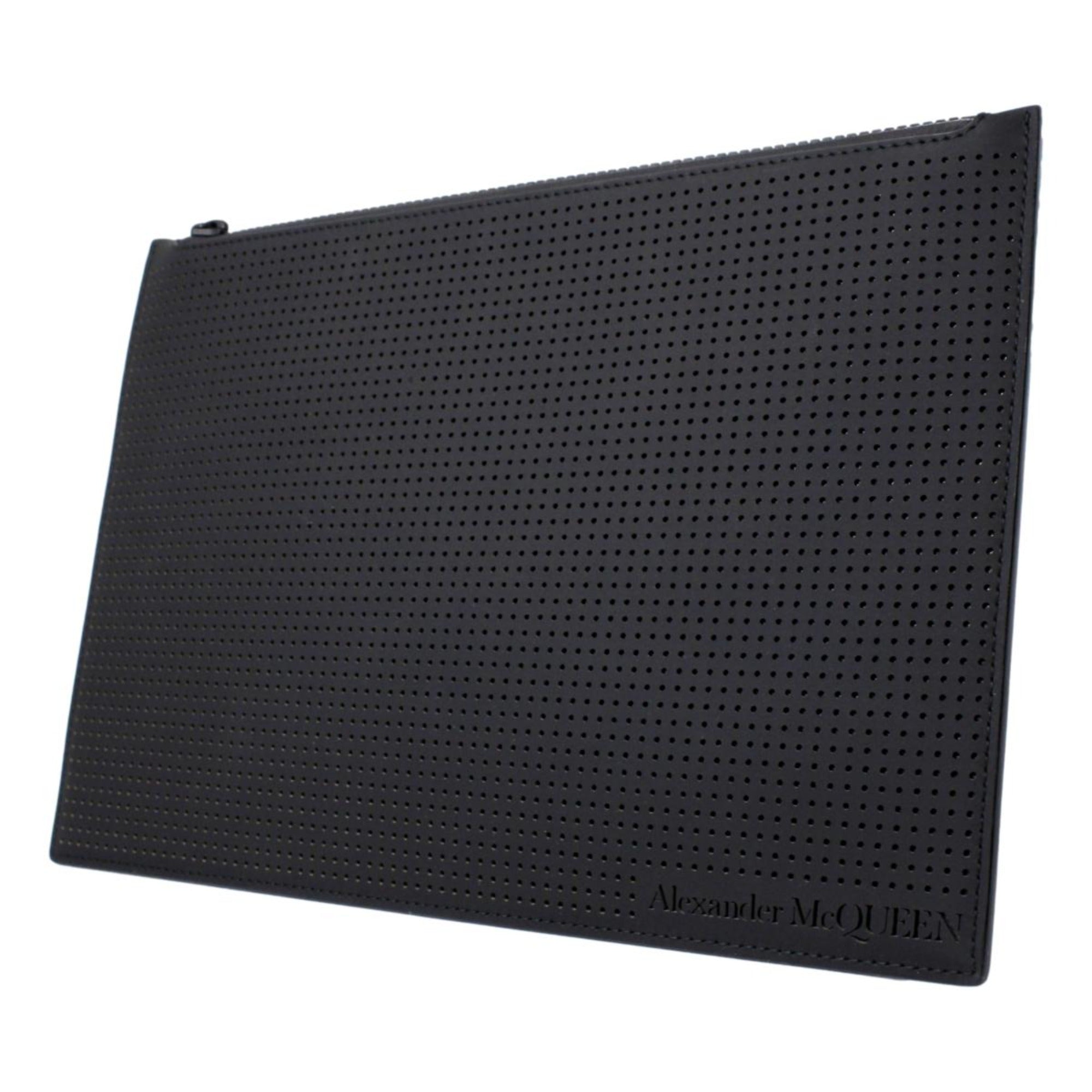 Alexander McQueen Black Leather Flat Pouch with Card Slots