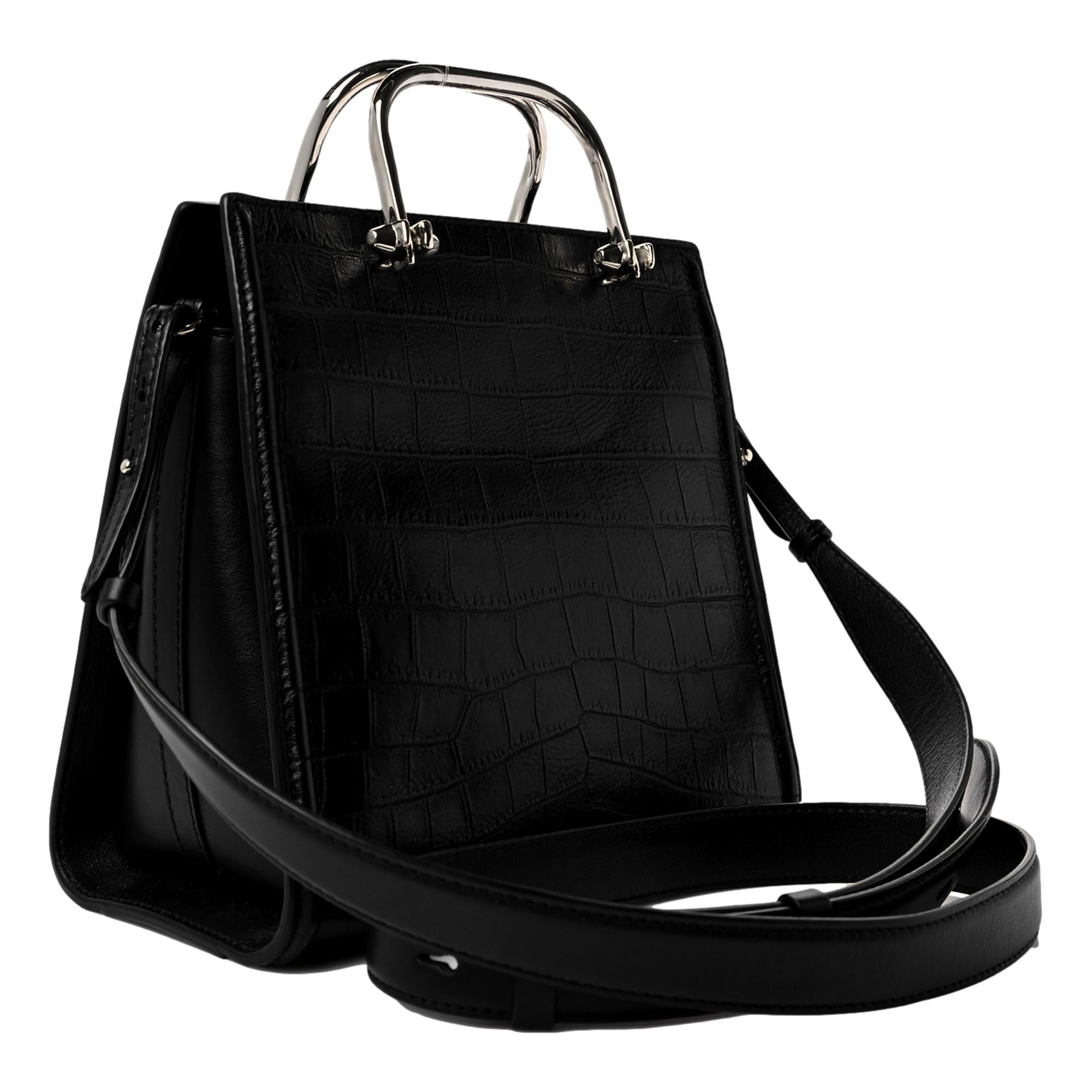 Alexander McQueen: The Short Story Black Croc Leather Satchel Bag -  
