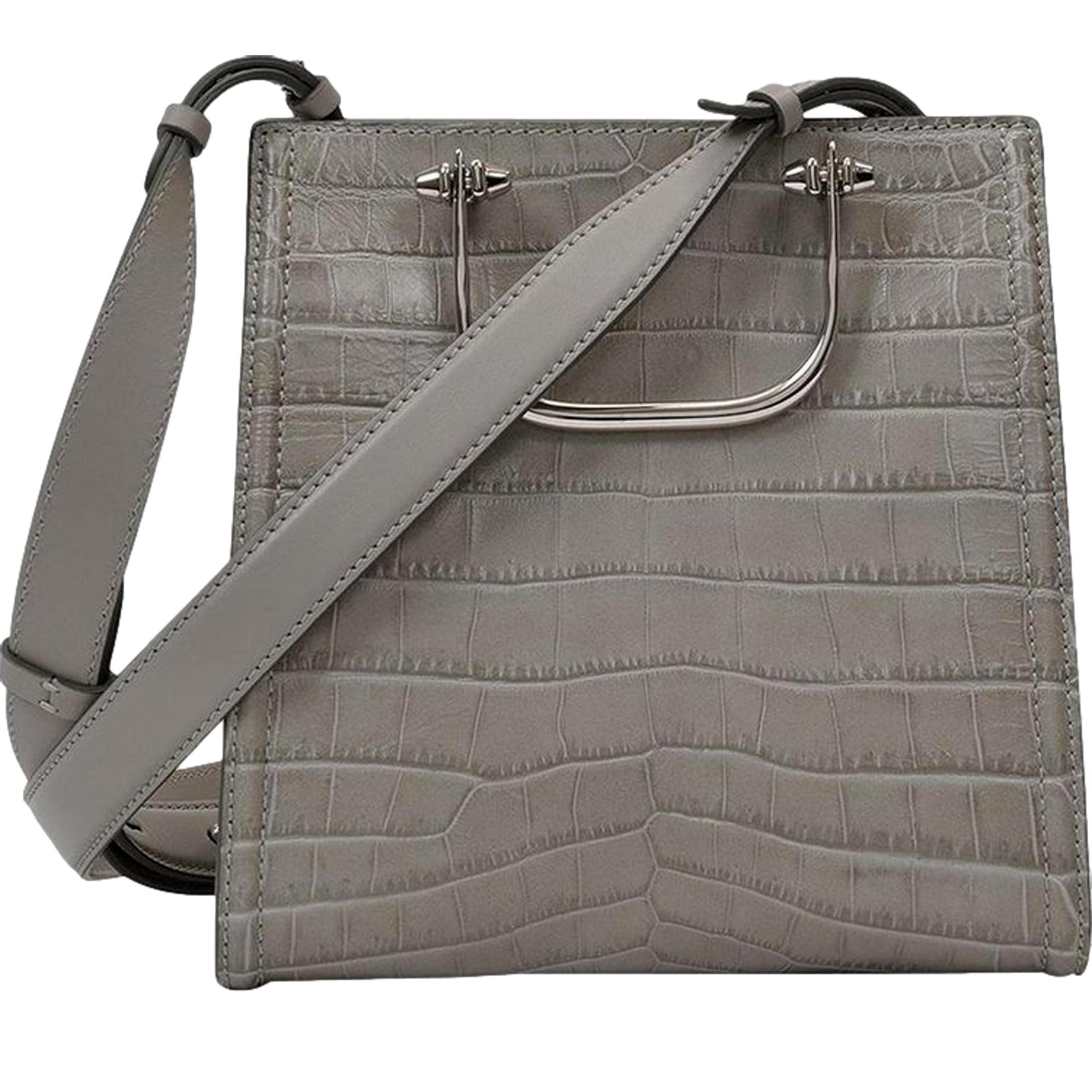 Alexander McQueen Grey Croc Print Satchel - Stylish & Versatile Bag -  