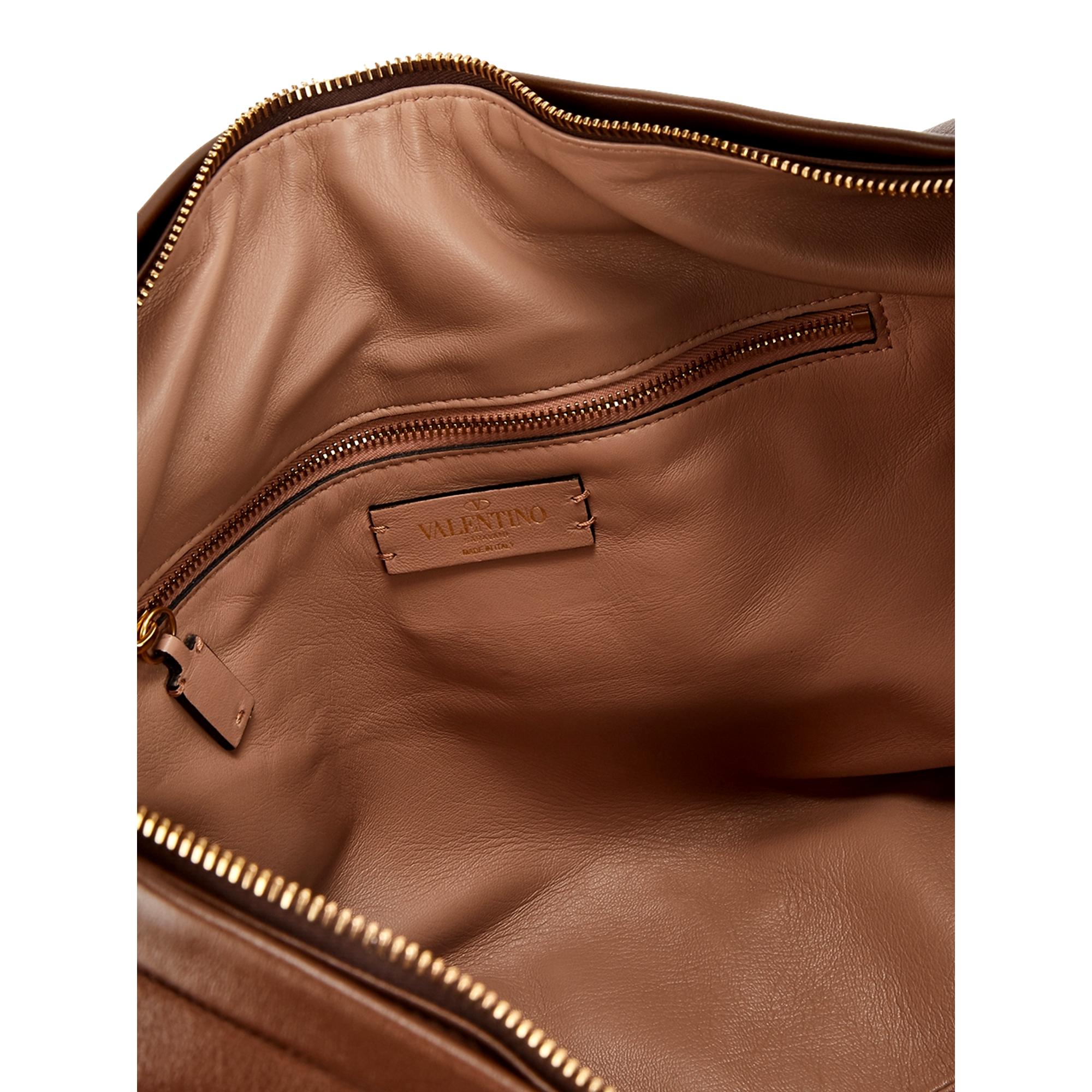 Valentino Garavani Roman Stud Brown Leather Hobo Bag - Luxury & Style