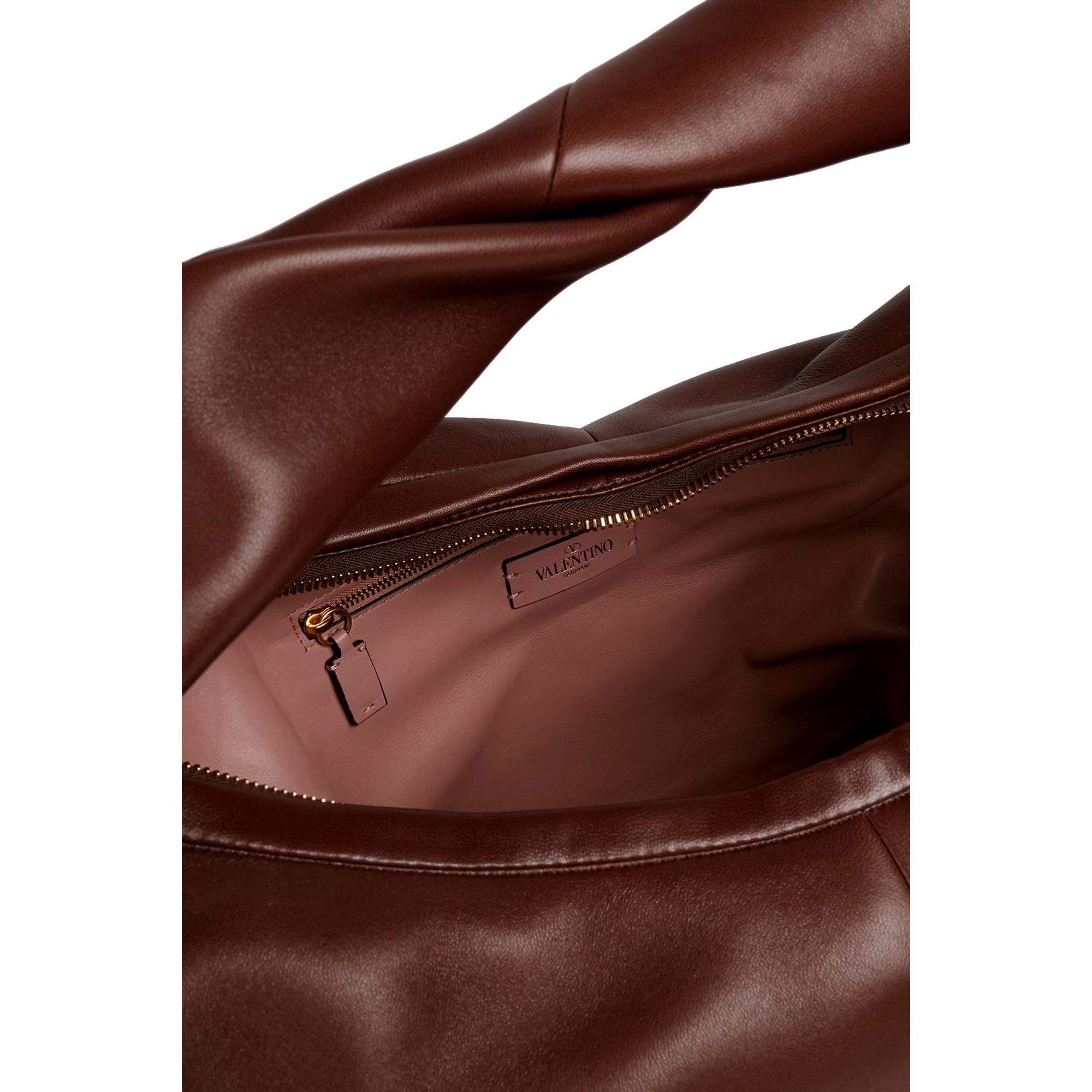 Valentino Garavani Roman Stud Brown Leather Hobo Bag - Luxury & Style