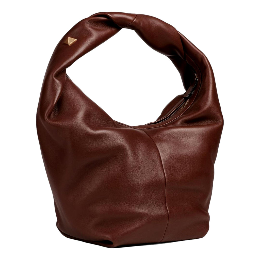 Valentino Garavani Roman Stud Brown Leather Hobo Bag - Luxury & Style