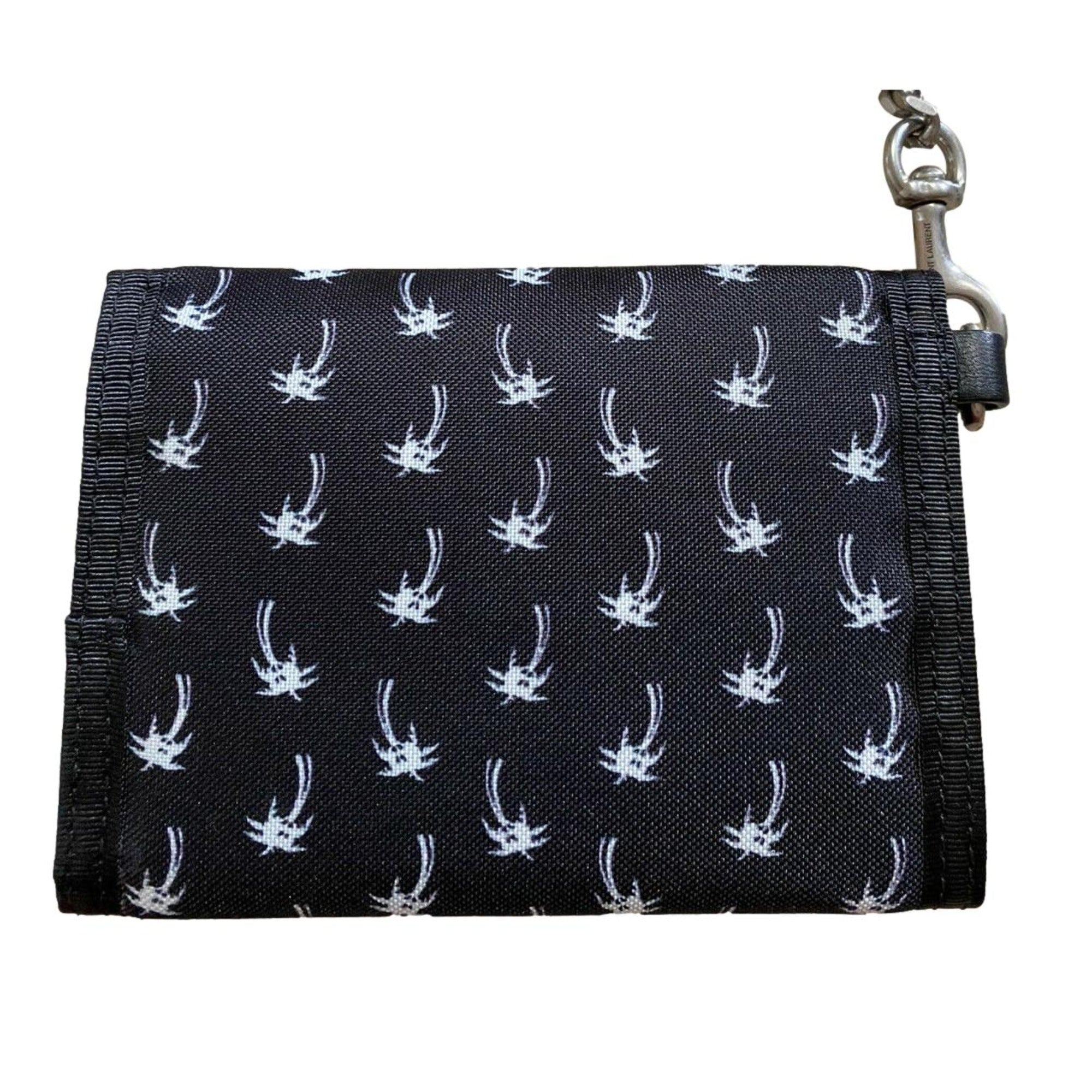 Saint Laurent Wallet: Sleek Black Wallet with Palm Print & Chain
