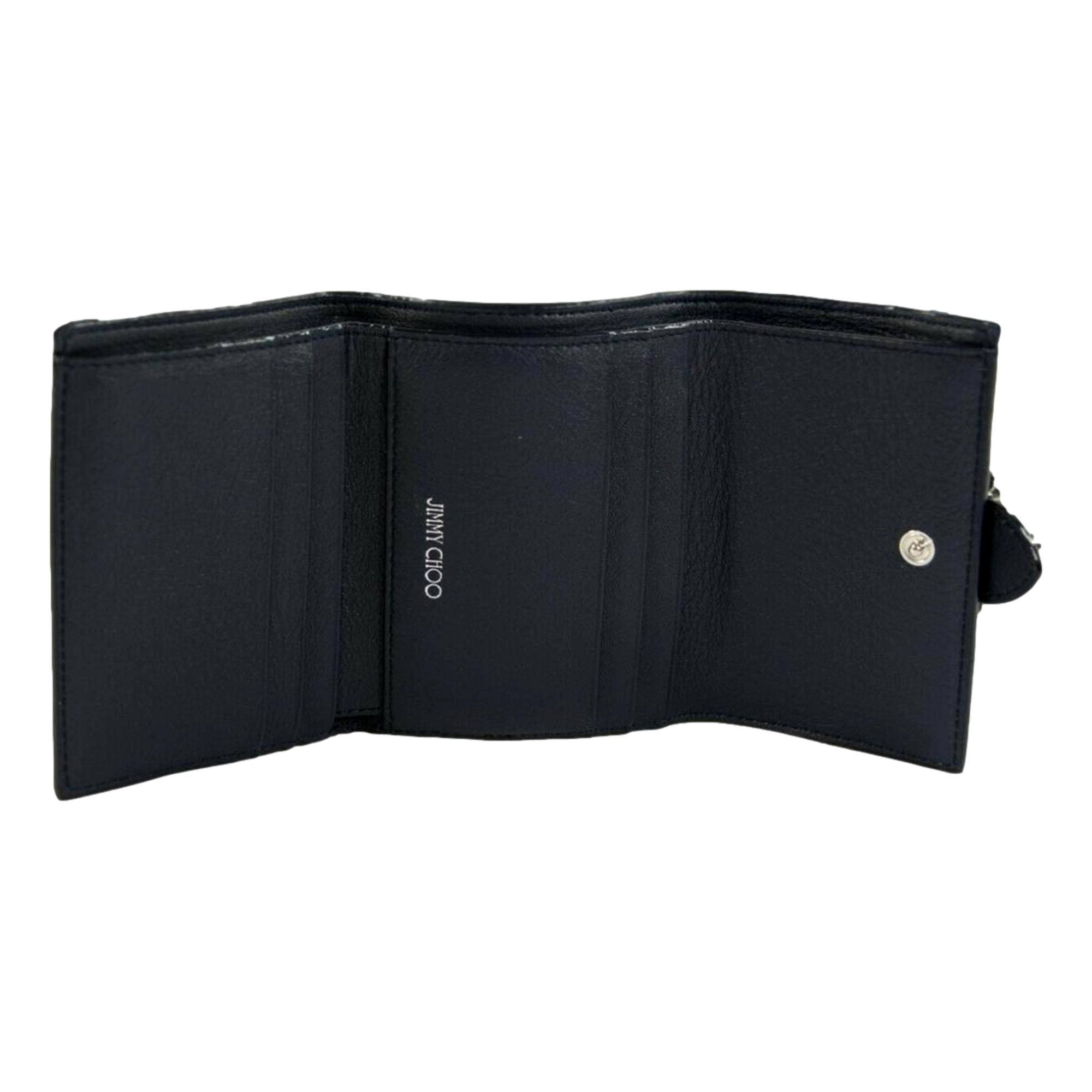 Luxury Trifold Wallet: Jimmy Choo Cheri Dark Blue Leather Wallet
