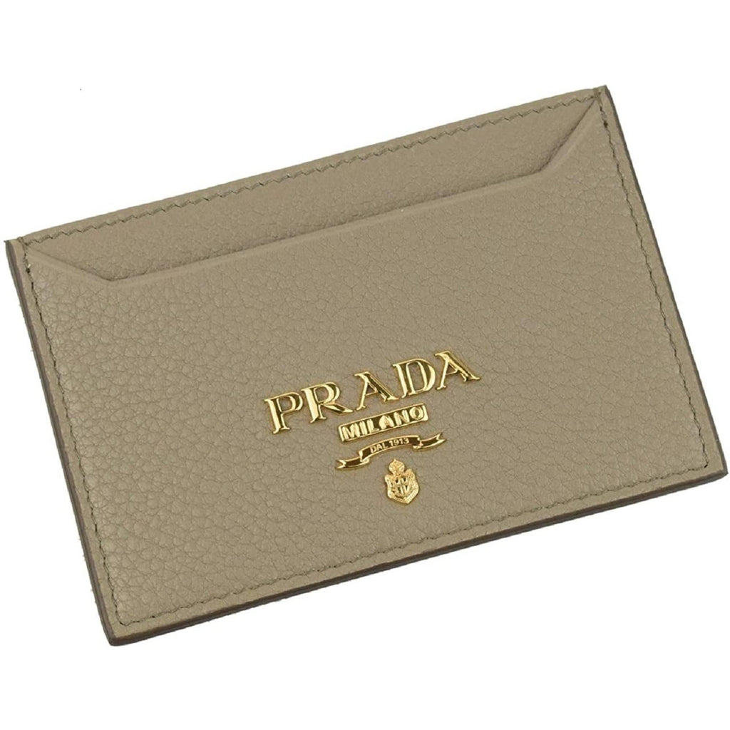 Prada Grey Leather Card Holder: Chic & Compact Wallet Essential