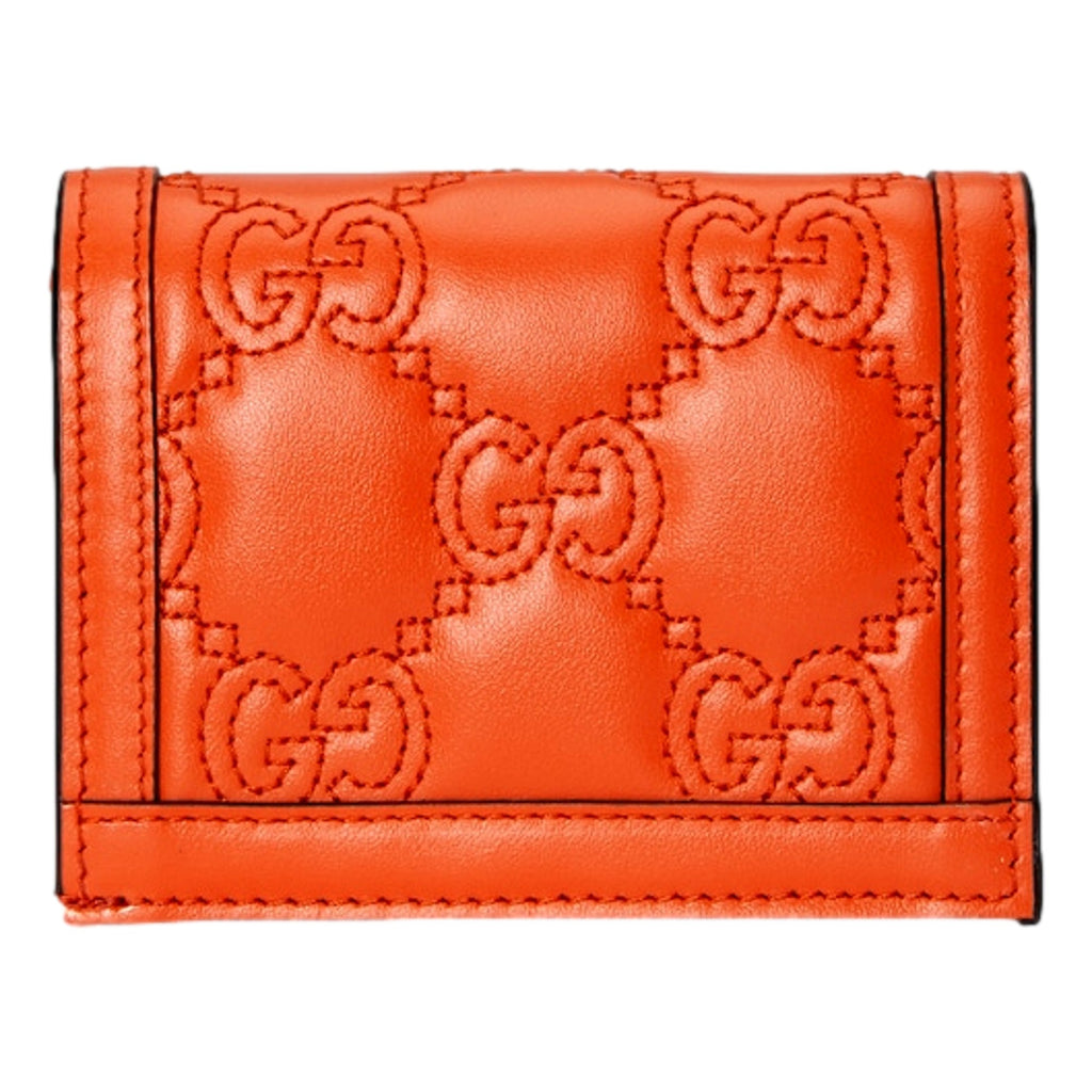 Gucci Orange Quilted Card Case Wallet - Elegant & Functional Design