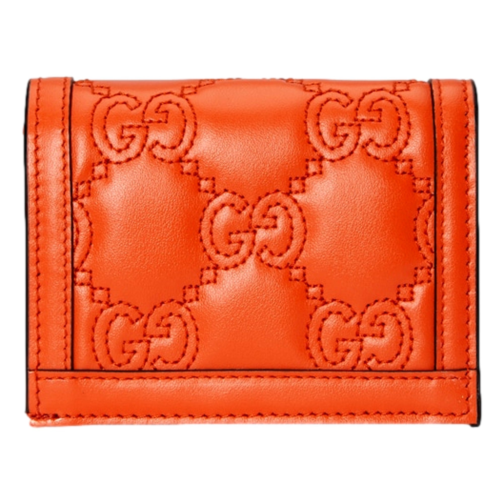 Gucci Orange Quilted Card Case Wallet - Elegant & Functional Design