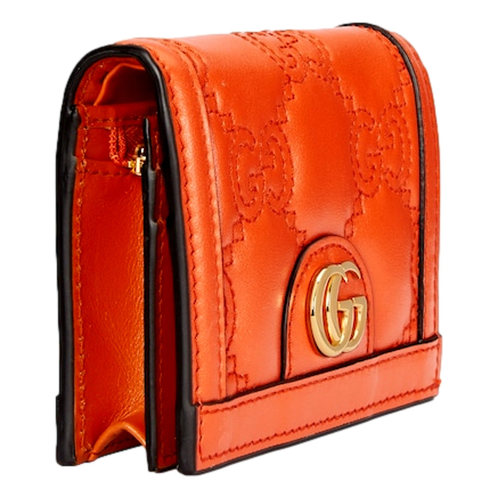 Gucci Orange Quilted Card Case Wallet - Elegant & Functional Design
