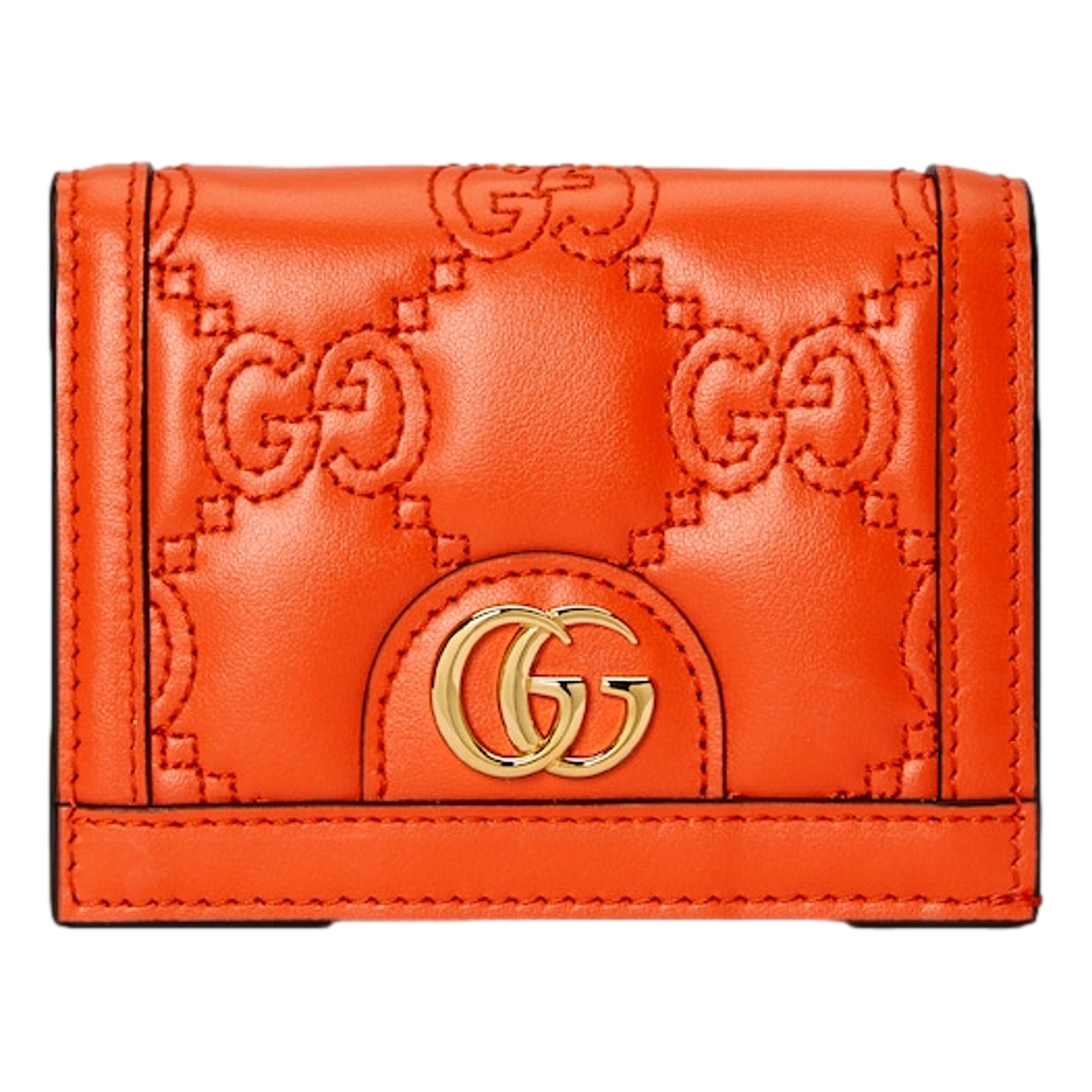 Gucci Orange Quilted Card Case Wallet - Elegant & Functional Design