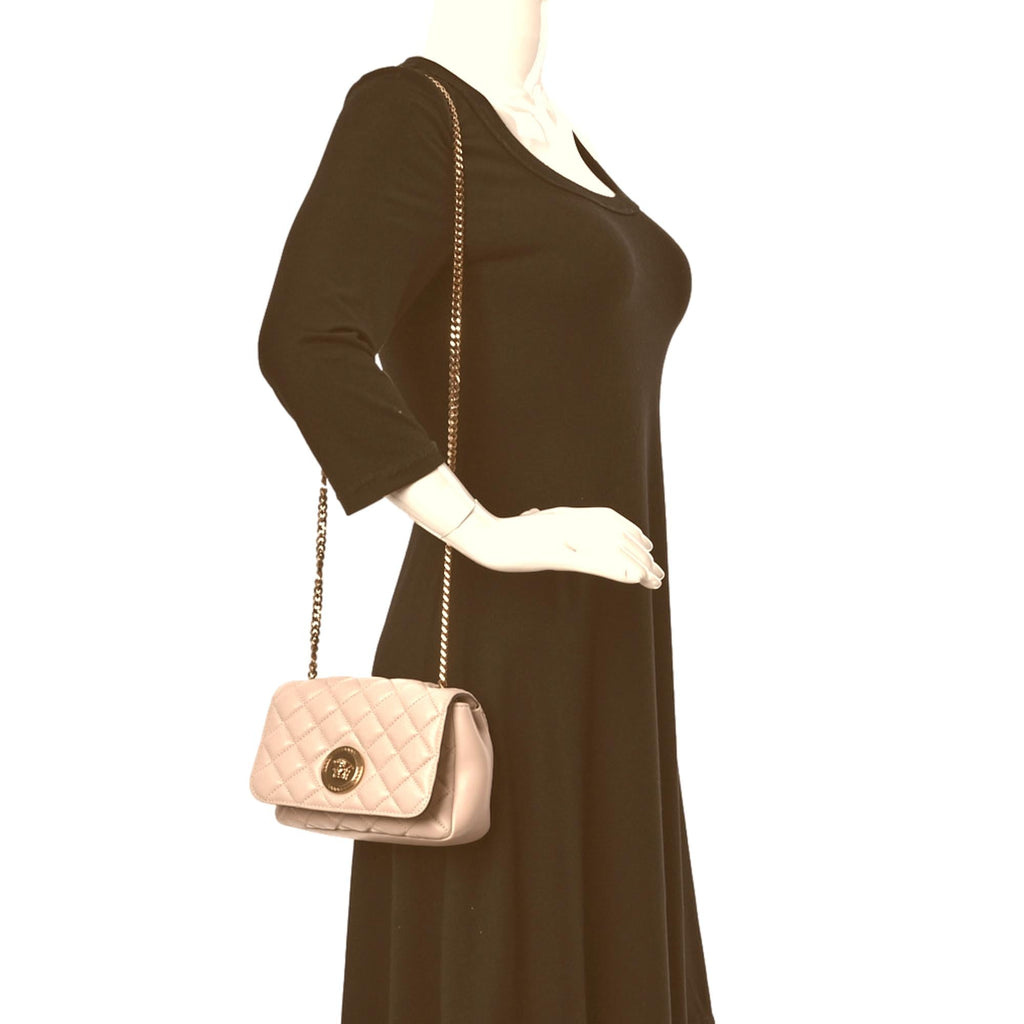 Chain Small Crossbody Bag - Versace La Medusa Quilted Beige Luxury