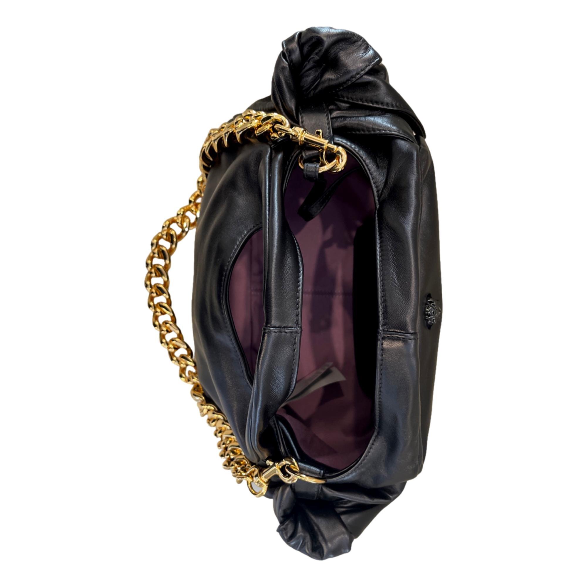 Versace La Medusa Bag - Timeless Black Leather with Gold Chain