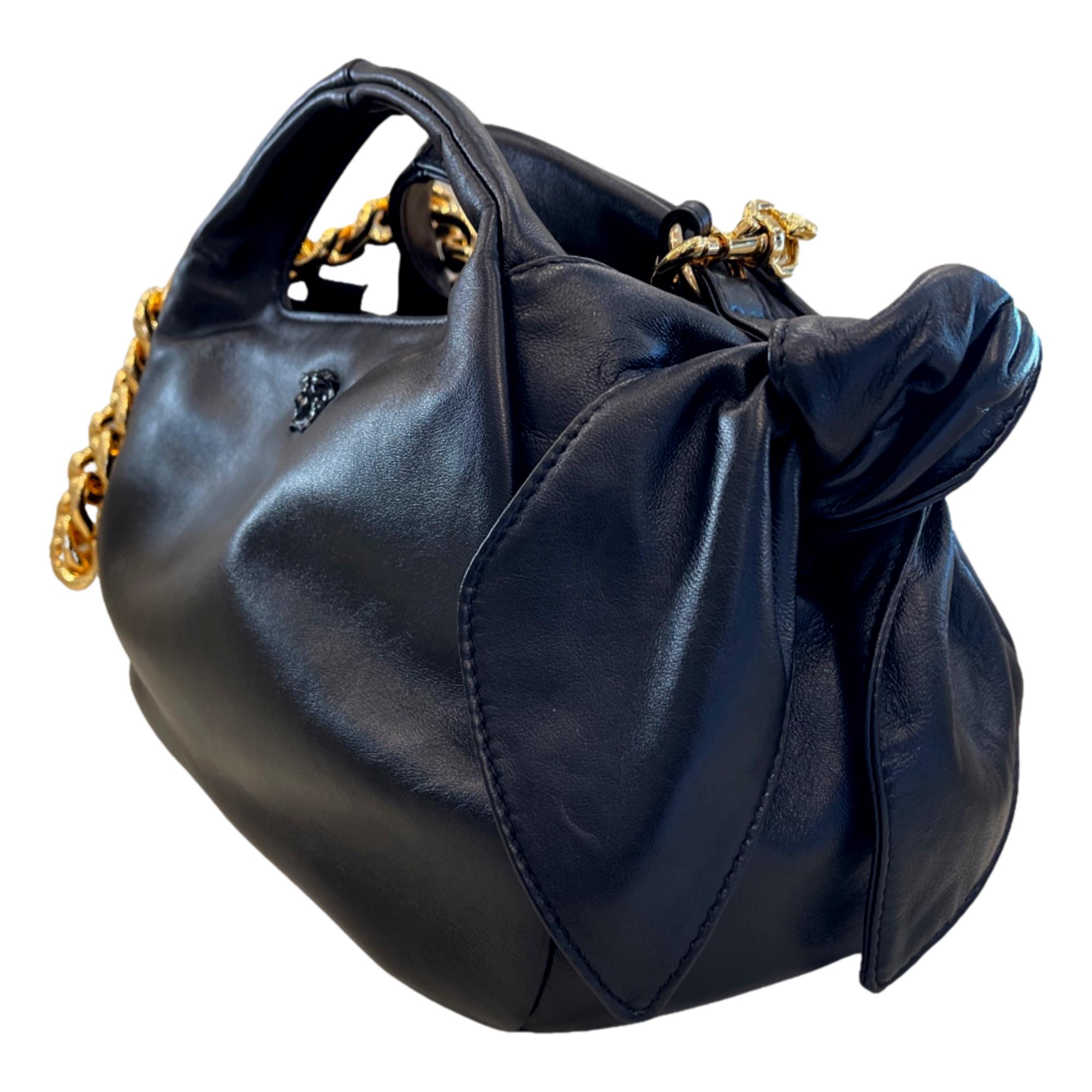 Versace La Medusa Bag - Timeless Black Leather with Gold Chain