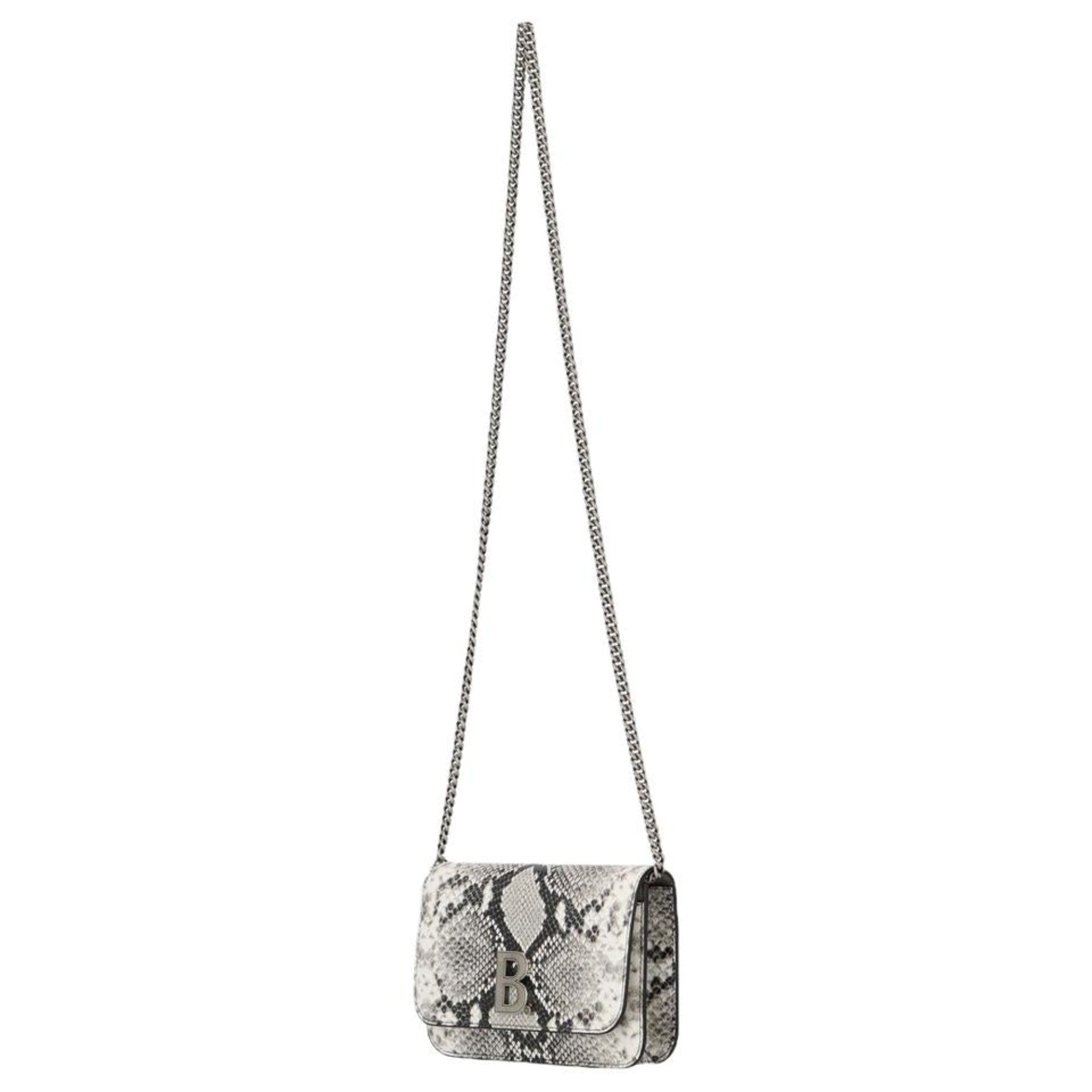 Balenciaga Python Print Wallet: Luxury Leather Chain Bag Elegance