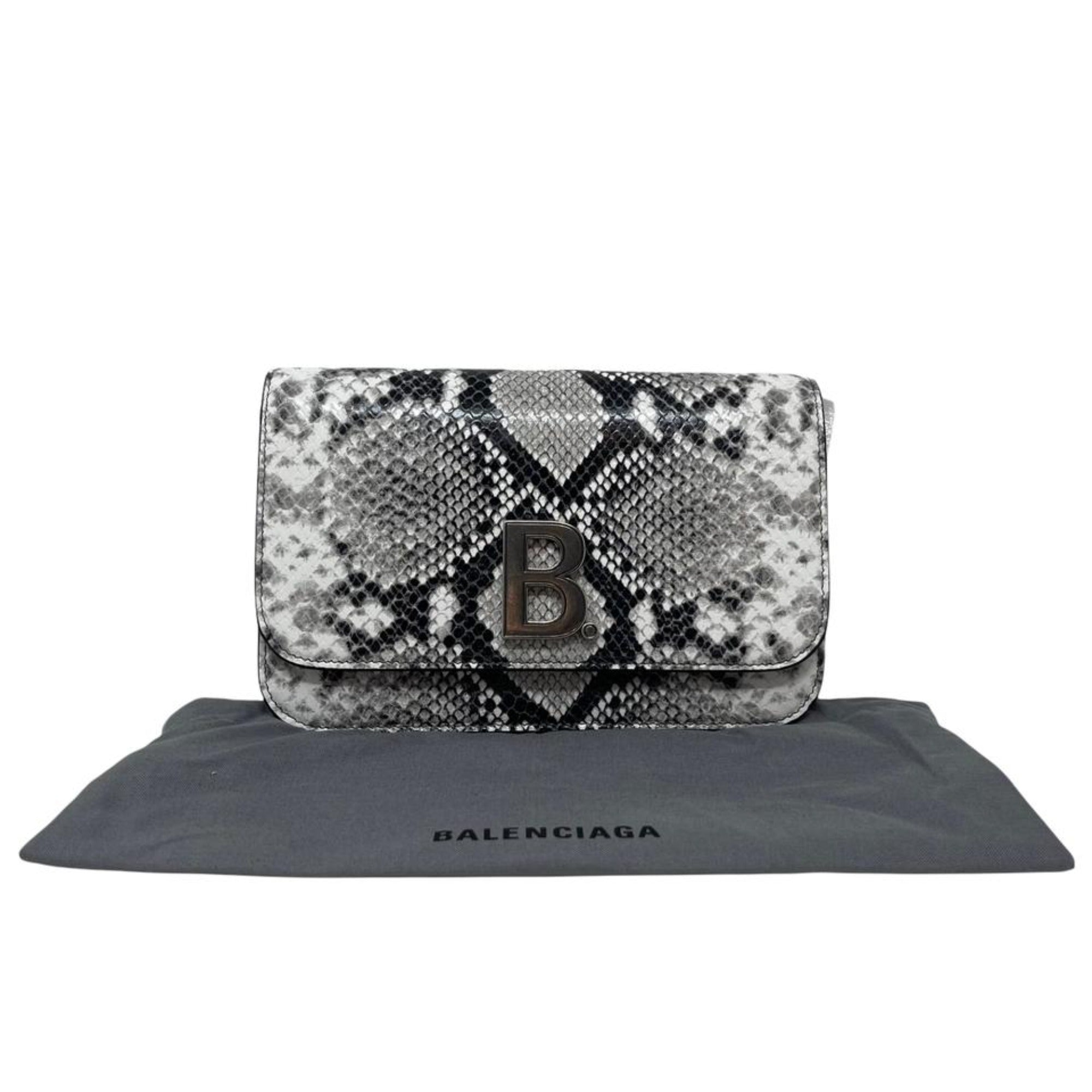 Balenciaga Python Print Wallet: Luxury Leather Chain Bag Elegance